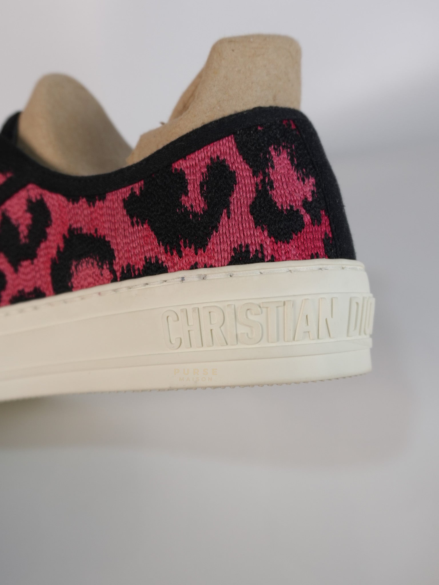 Walk'N Dior Black Pink Leopard Low Top Trainer Sneaker 38.5 EU (24cm) | Purse Maison Luxury Bags Shop