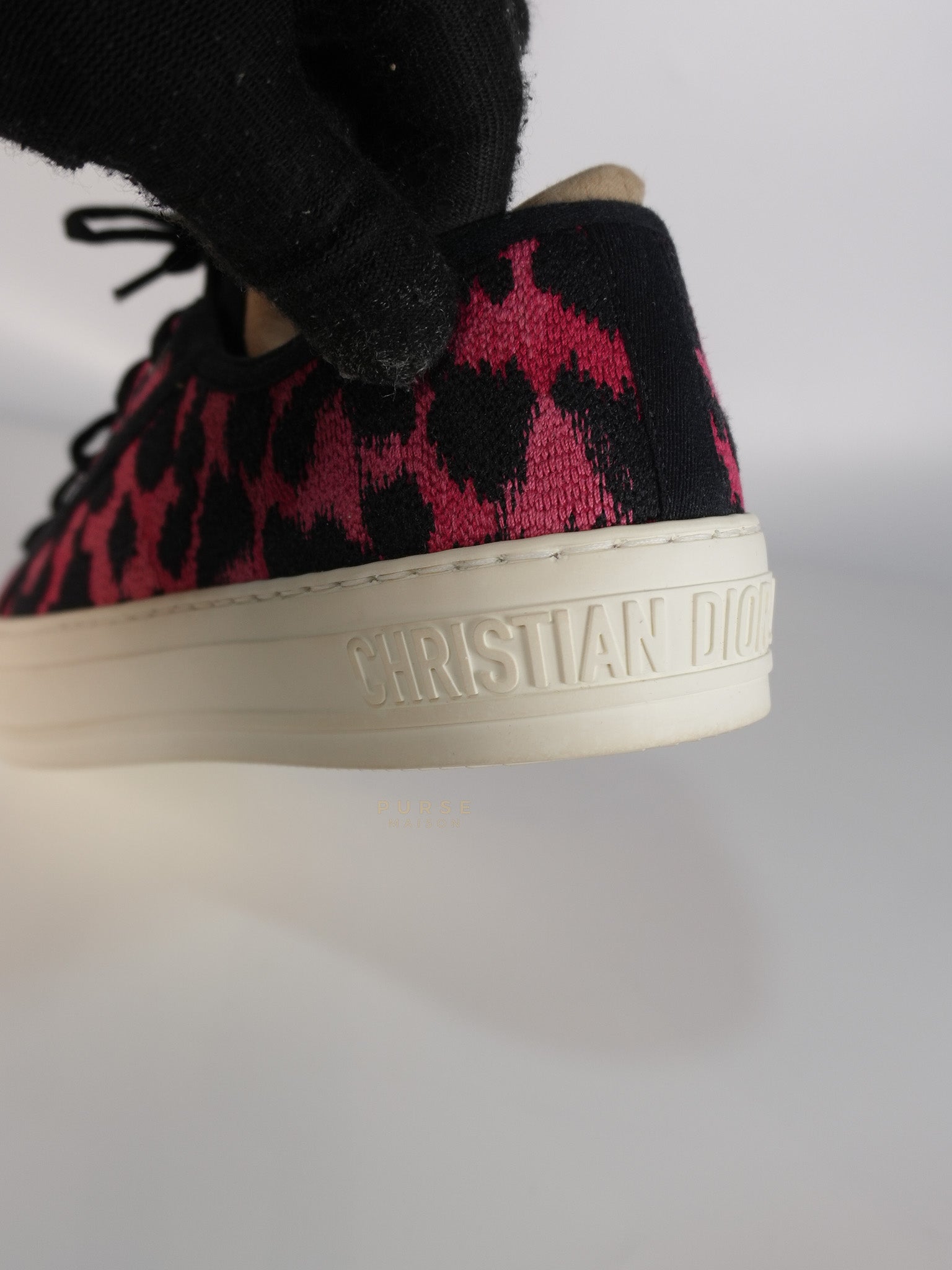 Walk'N Dior Black Pink Leopard Low Top Trainer Sneaker 38.5 EU (24cm) | Purse Maison Luxury Bags Shop