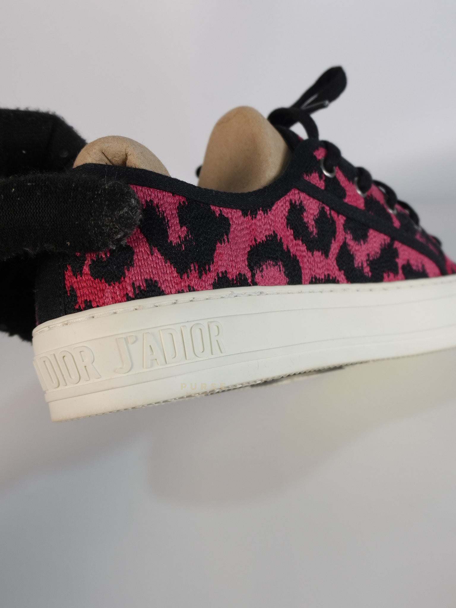 Walk'N Dior Black Pink Leopard Low Top Trainer Sneaker 38.5 EU (24cm) | Purse Maison Luxury Bags Shop