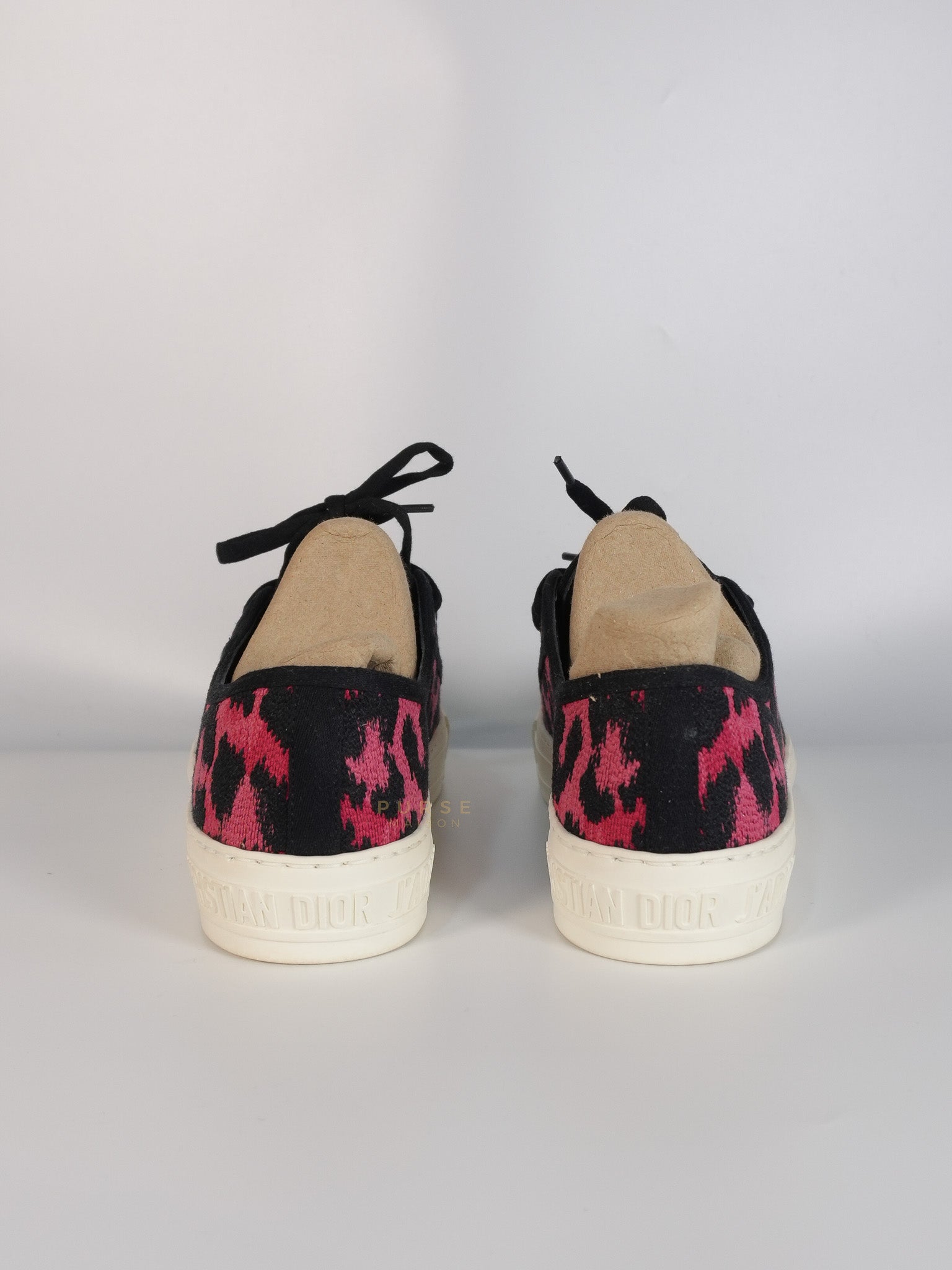 Walk'N Dior Black Pink Leopard Low Top Trainer Sneaker 38.5 EU (24cm) | Purse Maison Luxury Bags Shop