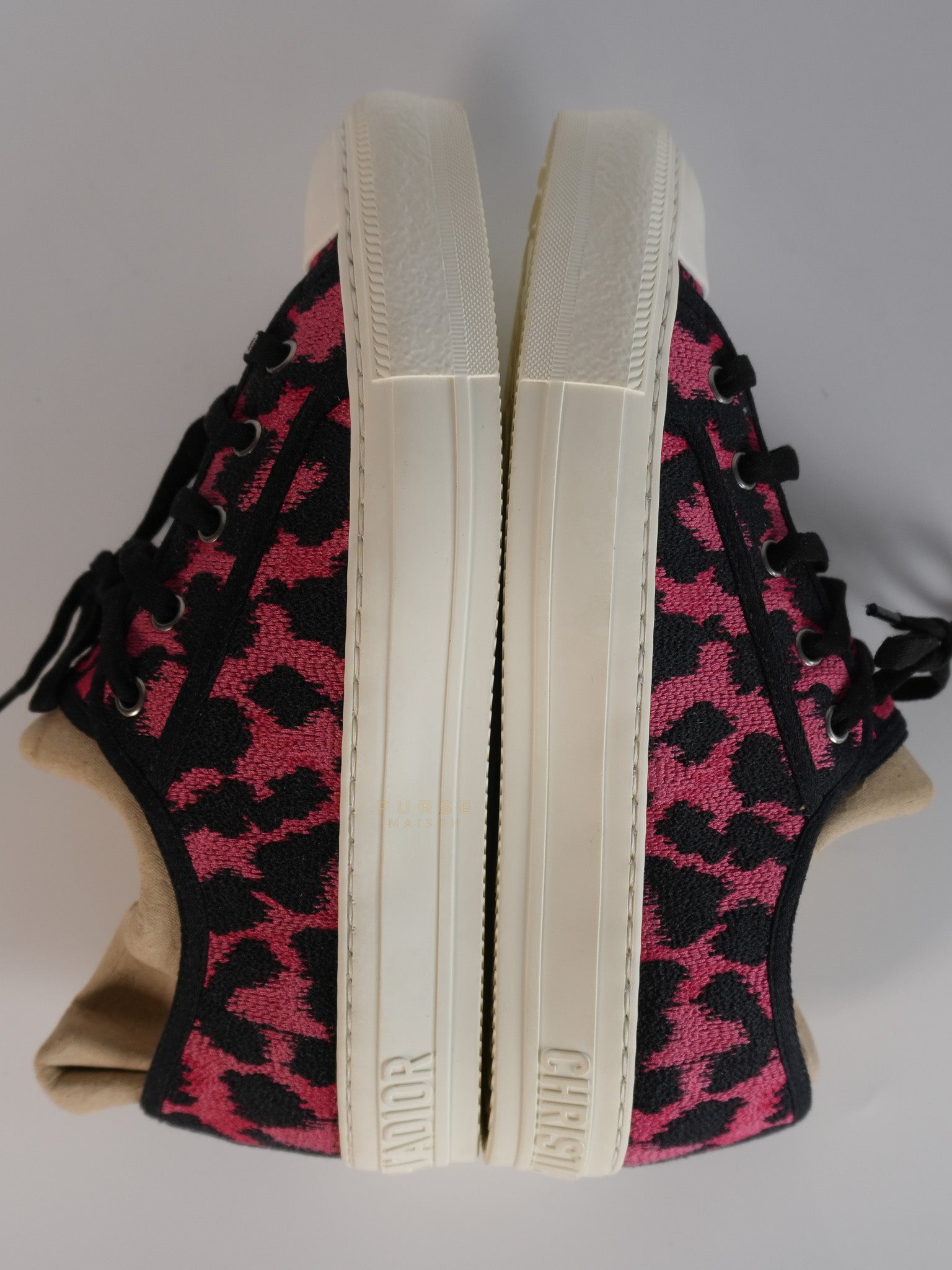Walk'N Dior Black Pink Leopard Low Top Trainer Sneaker 38.5 EU (24cm) | Purse Maison Luxury Bags Shop