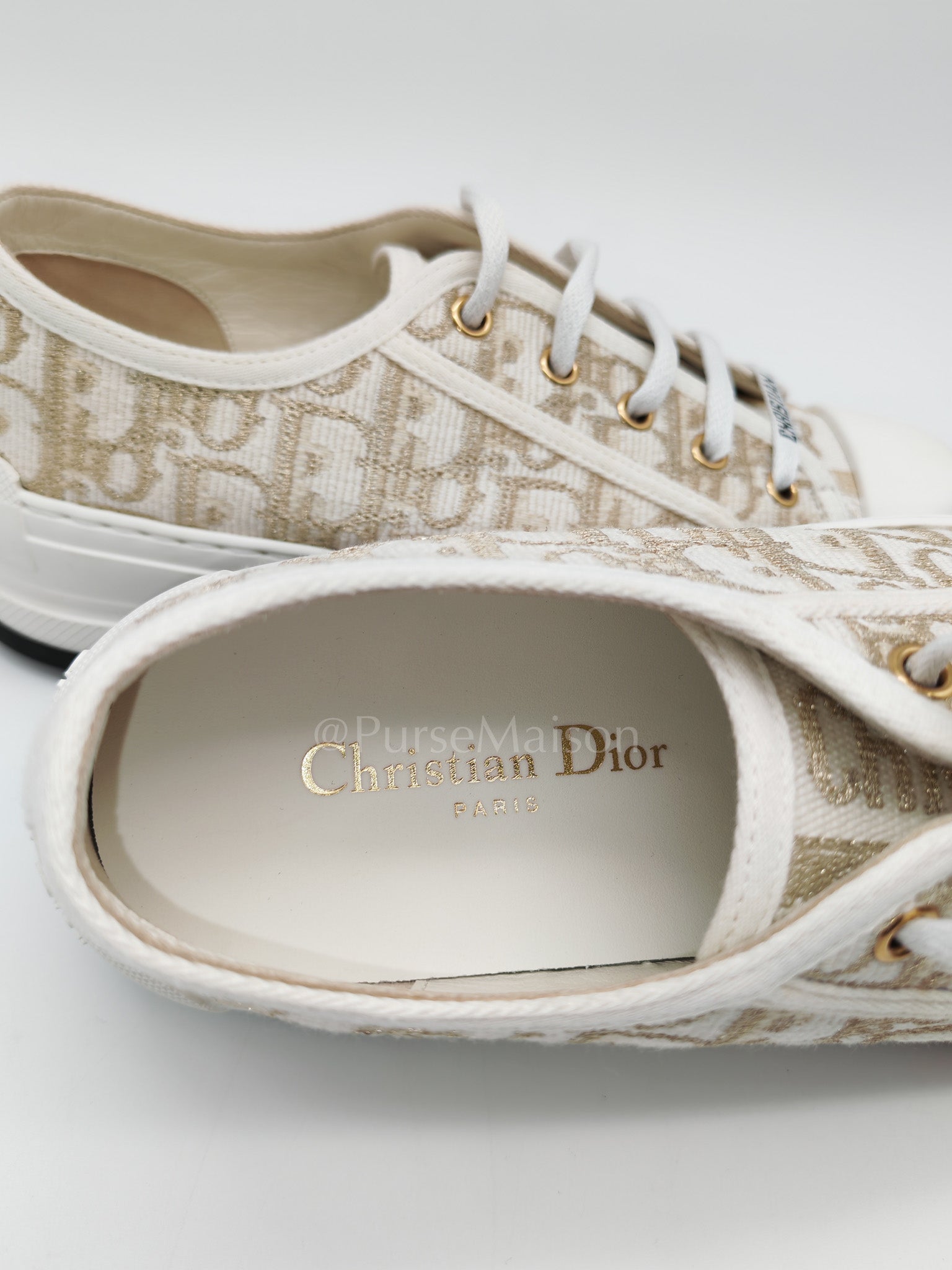 Walk'n'Dior Sneakers in Beige Oblique Embroidered Cotton Motif Size 37 Eu (23cm) | Purse Maison Luxury Bags Shop