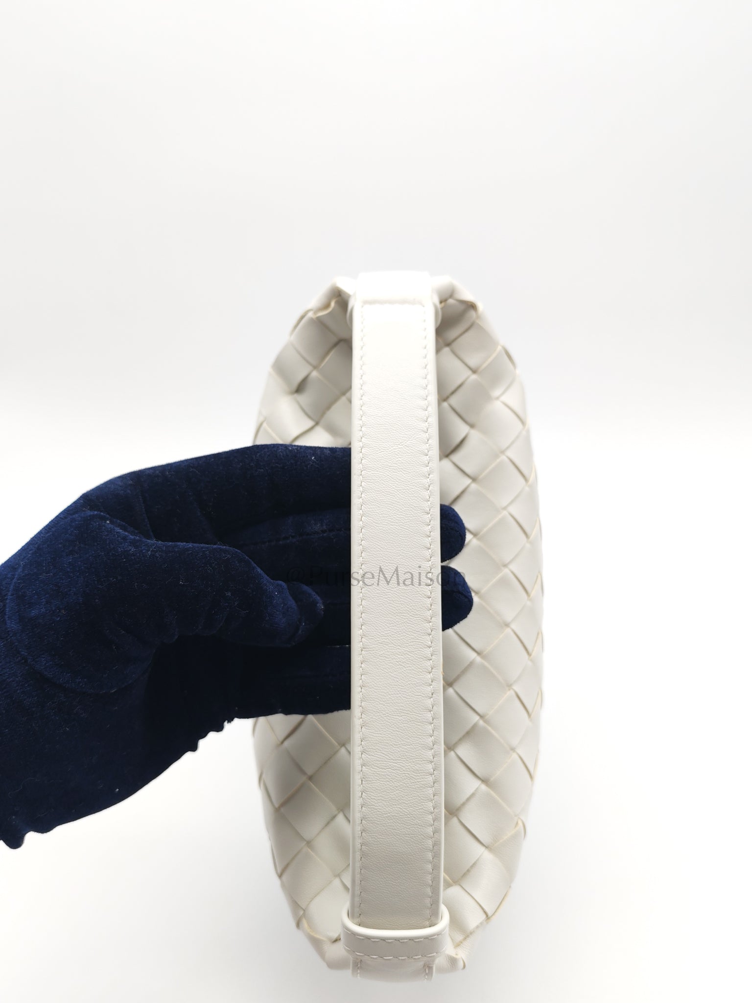 Wallace Hand Bag in Off White Nappa Intrecciato Leather | Purse Maison Luxury Bags Shop
