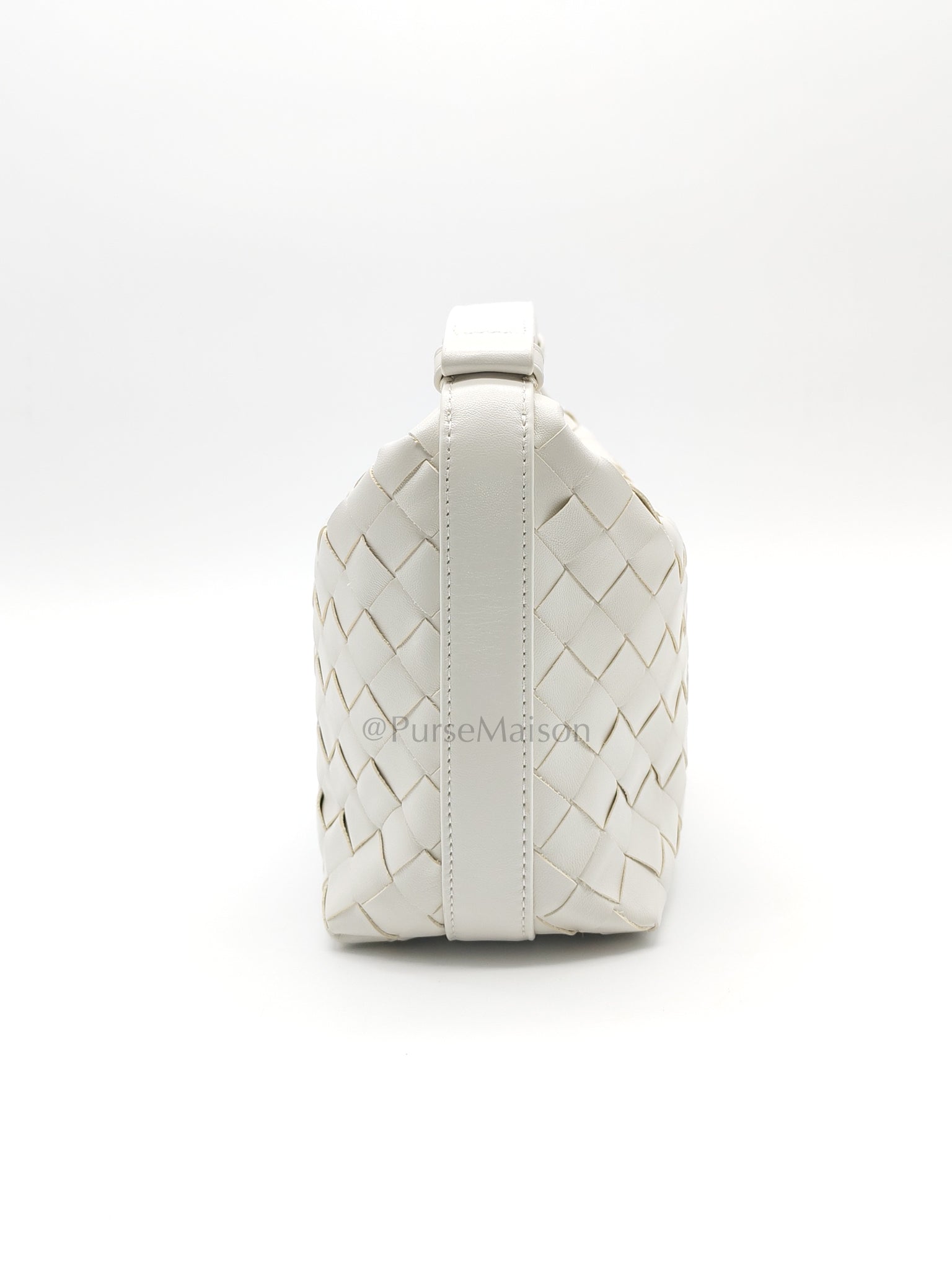 Wallace Hand Bag in Off White Nappa Intrecciato Leather | Purse Maison Luxury Bags Shop