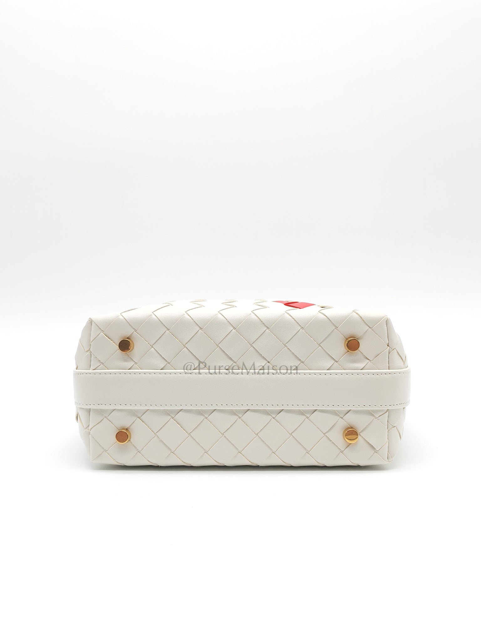 Wallace Hand Bag in Off White Nappa Intrecciato Leather | Purse Maison Luxury Bags Shop