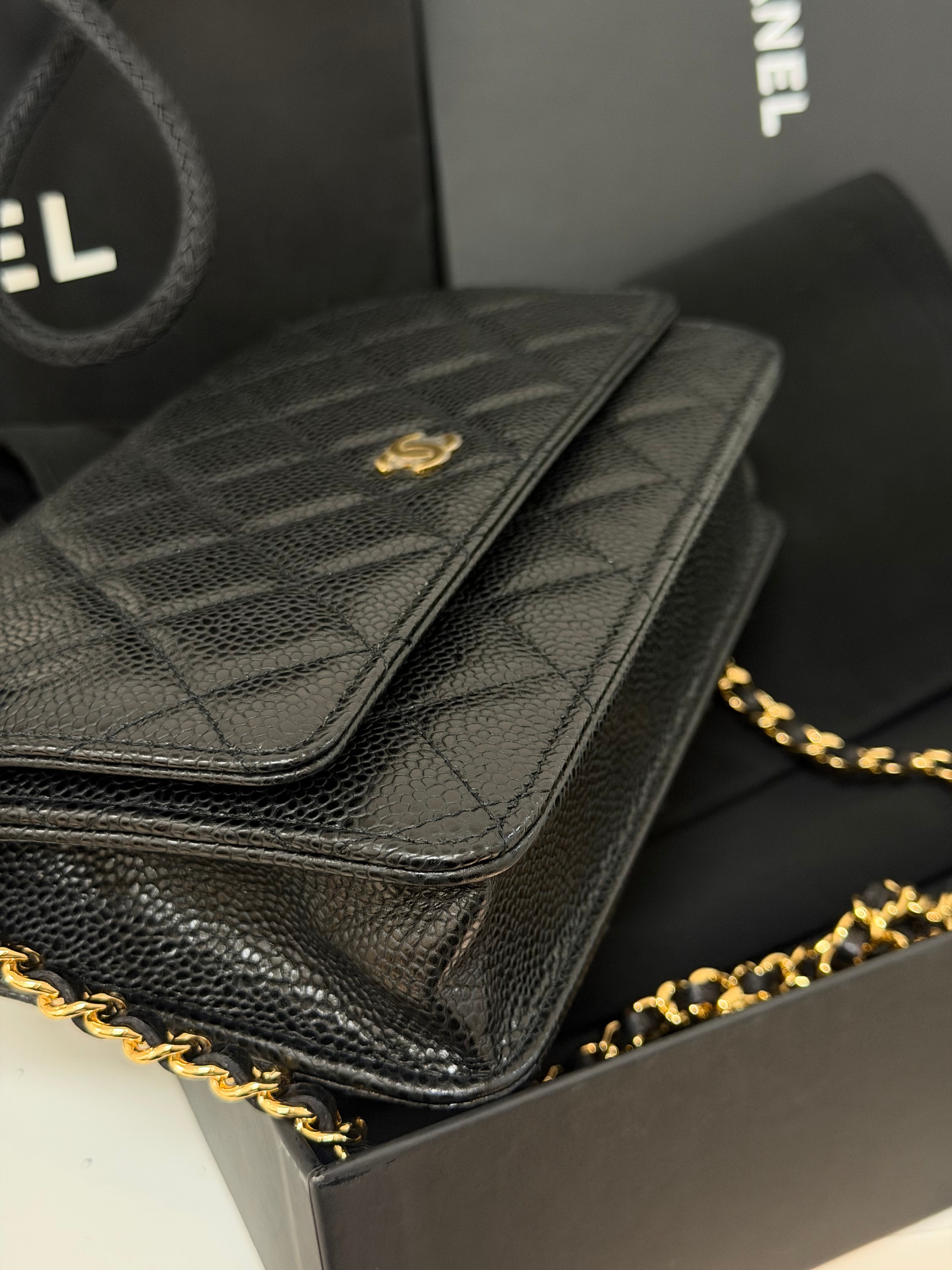 Wallet On Chain Black GHW Series 28 | Purse Maison Luxury Bags Shop