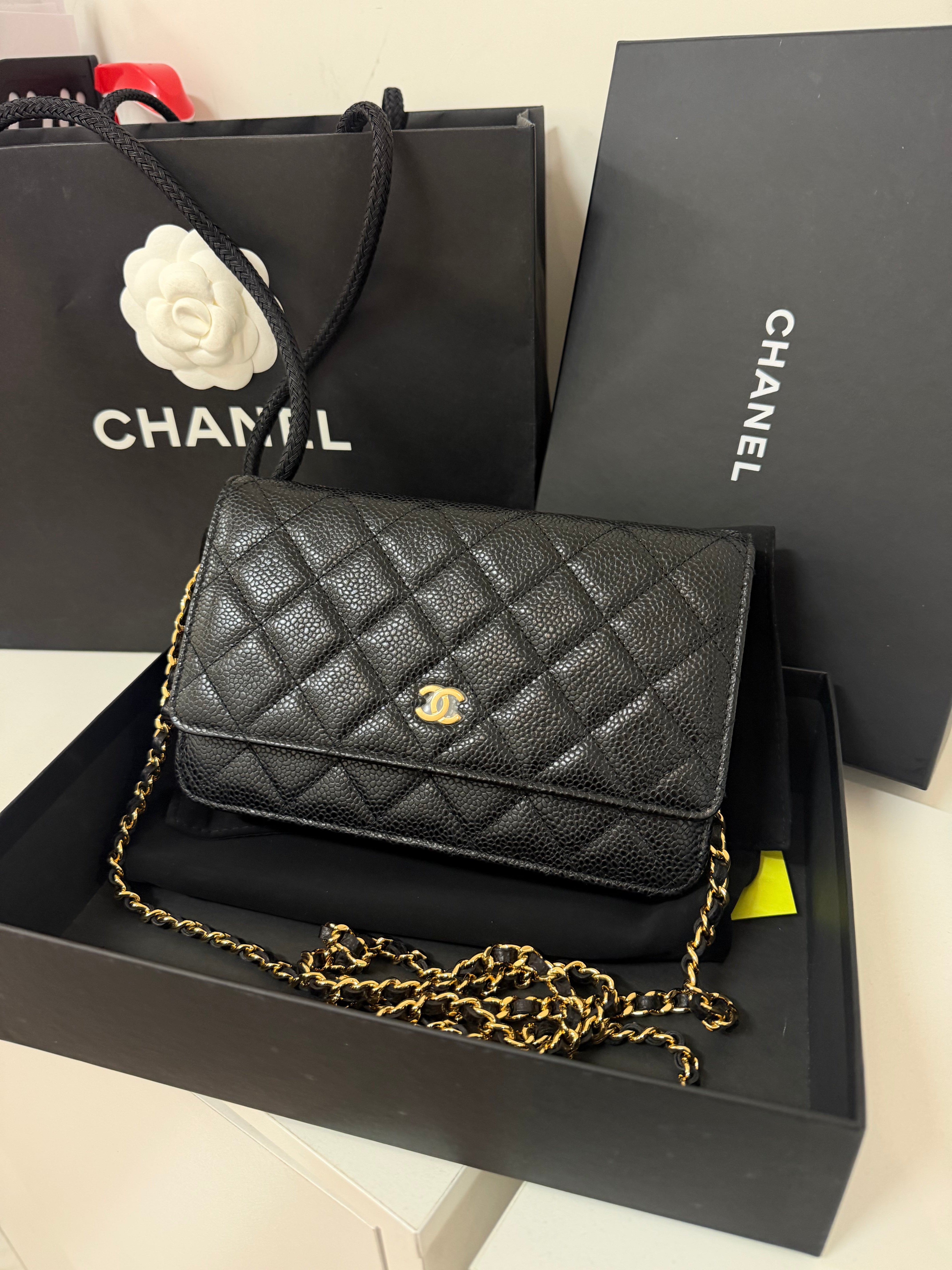 Wallet On Chain Black GHW Series 28 | Purse Maison Luxury Bags Shop