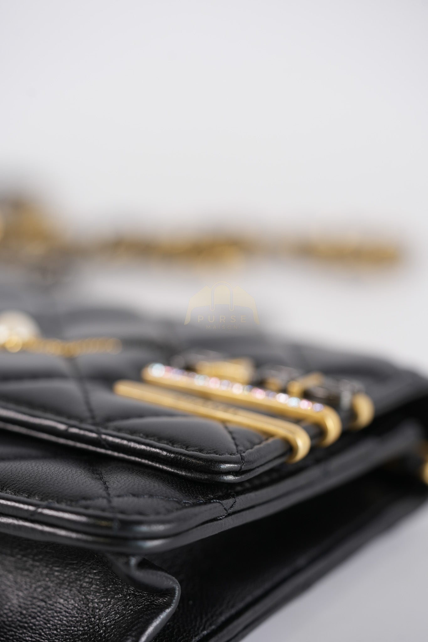 Wallet On Chain Coco Clips (WOC) Quilted Lambskin Leather and Mixed Hardware (Microchip) | Purse Maison Luxury Bags Shop