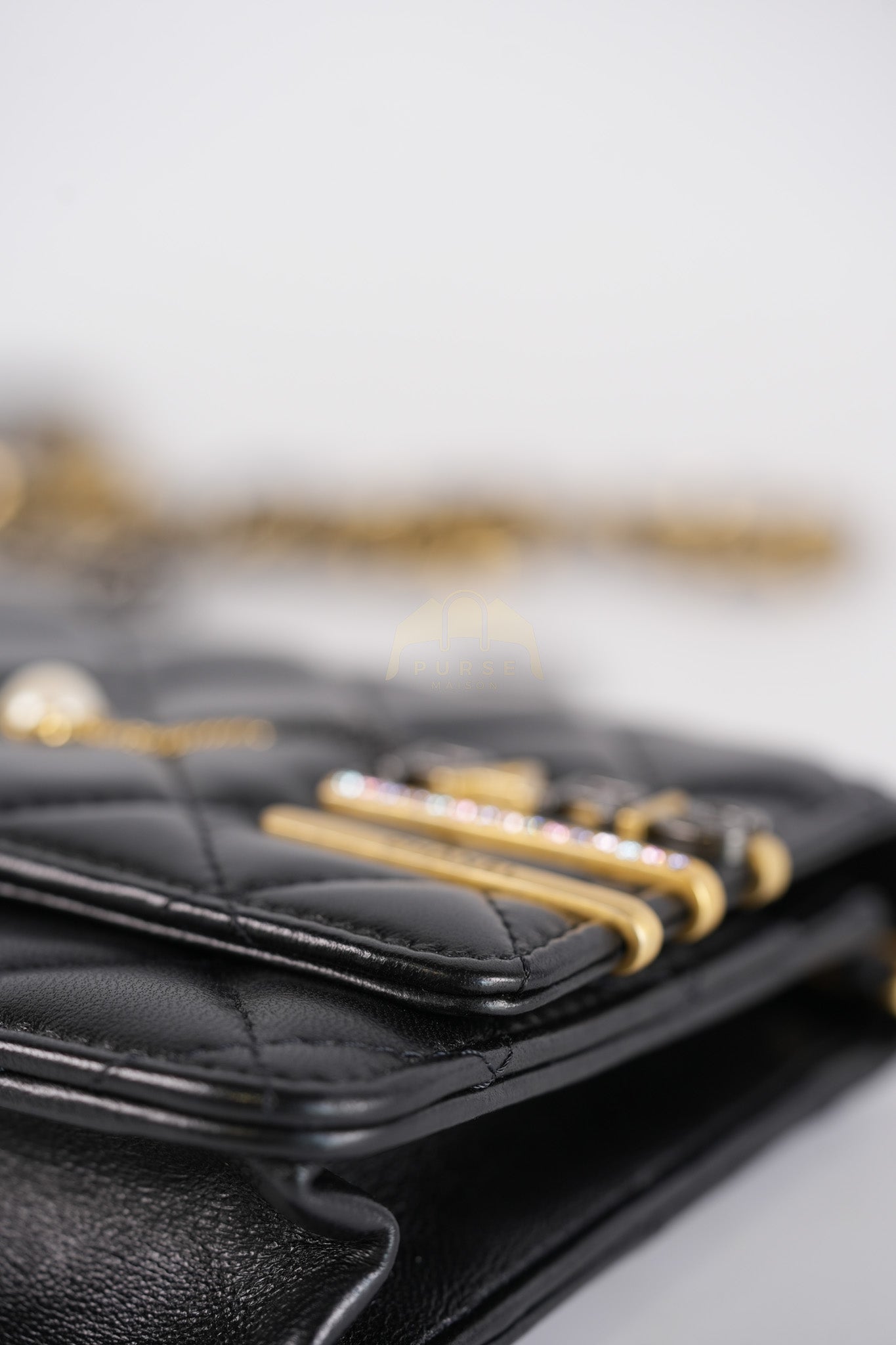 Wallet On Chain Coco Clips (WOC) Quilted Lambskin Leather and Mixed Hardware (Microchip) | Purse Maison Luxury Bags Shop