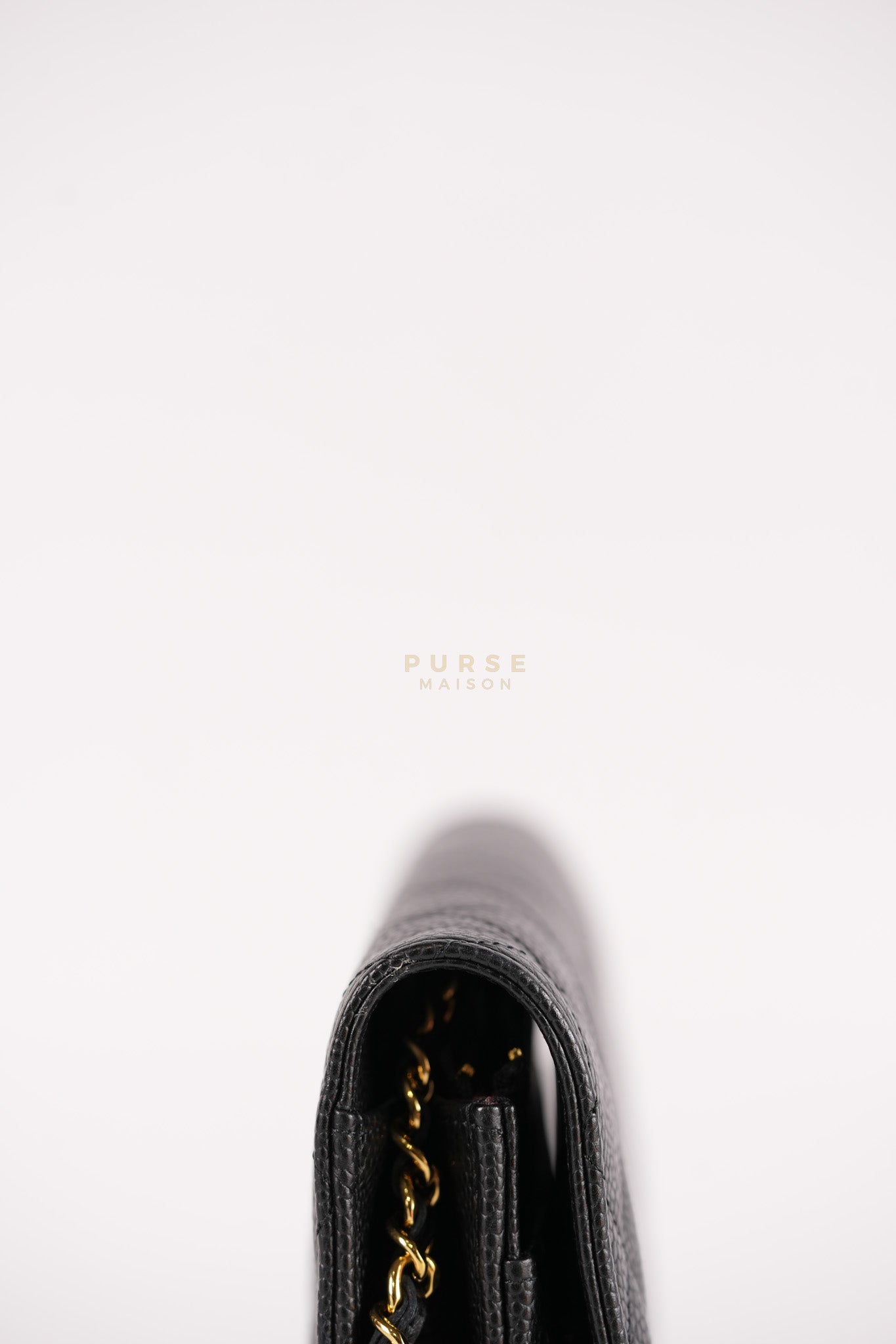 Wallet On Chain in Black Caviar Leather Gold Hardware (Microchip) | Purse Maison Luxury Bags Shop