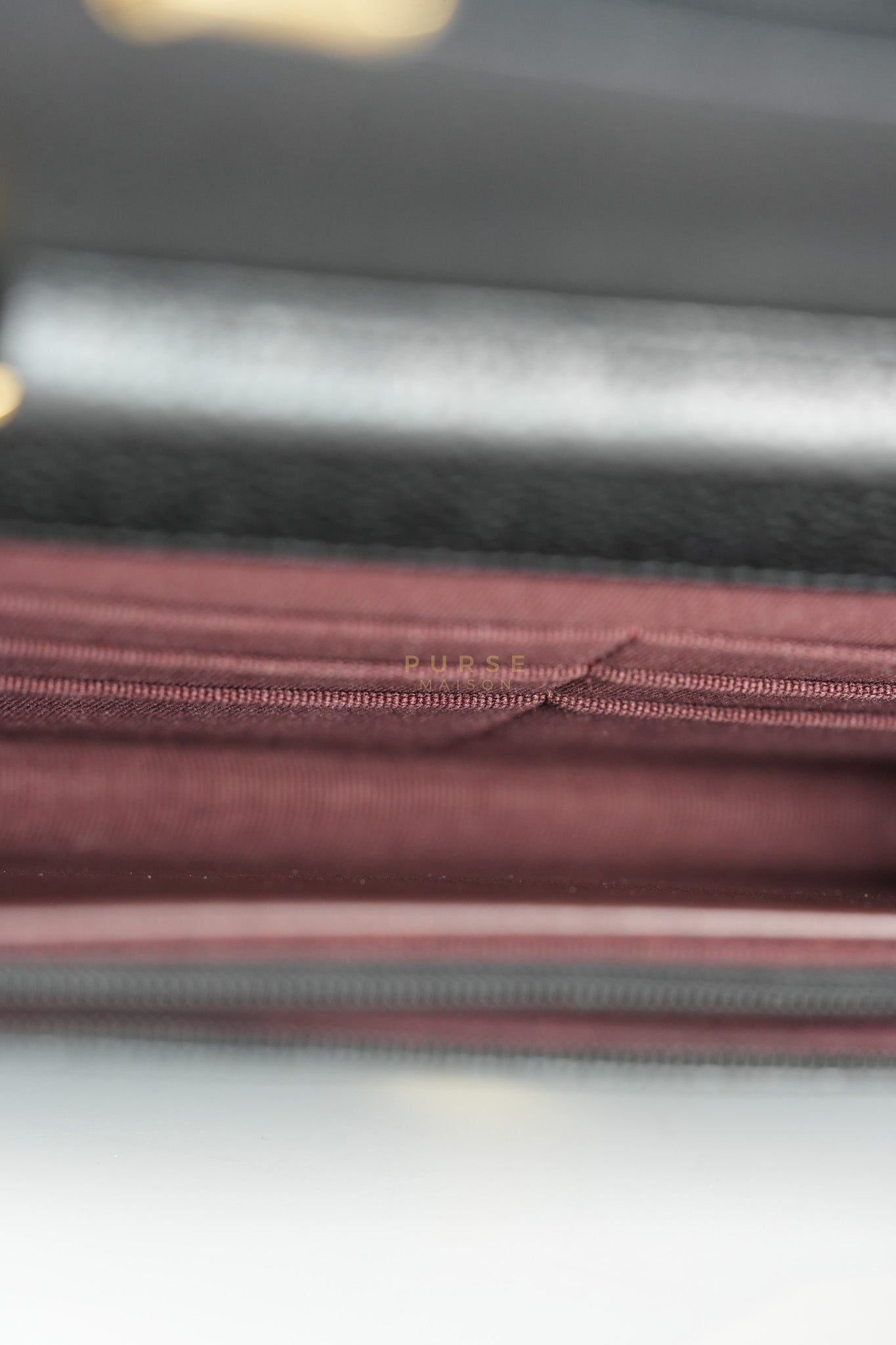 Wallet On Chain in Black Caviar Leather Gold Hardware (Microchip) | Purse Maison Luxury Bags Shop