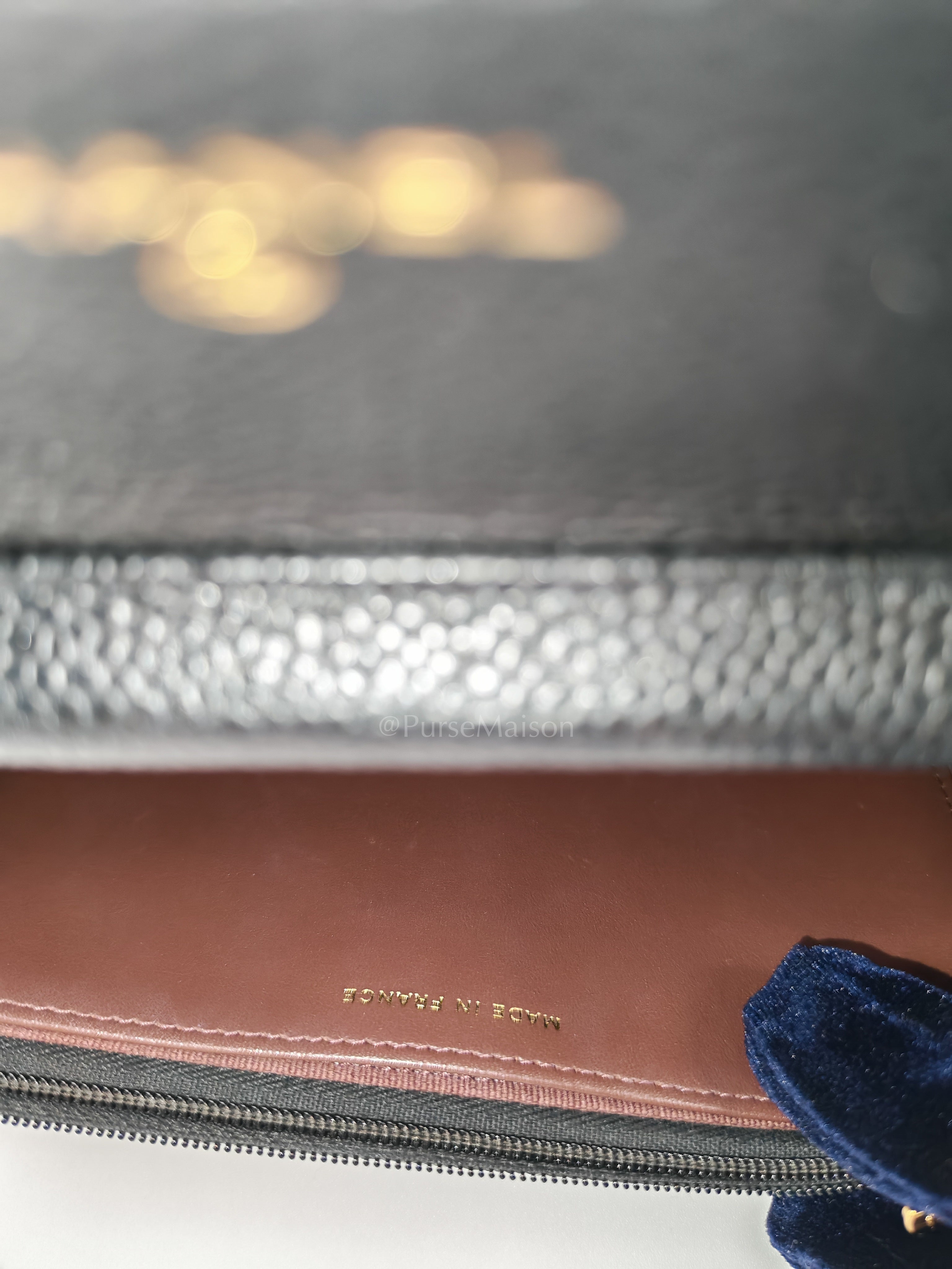 Wallet on Chain in Black Quilted Caviar Leather and Gold Hardware Microchip | Purse Maison Luxury Bags Shop