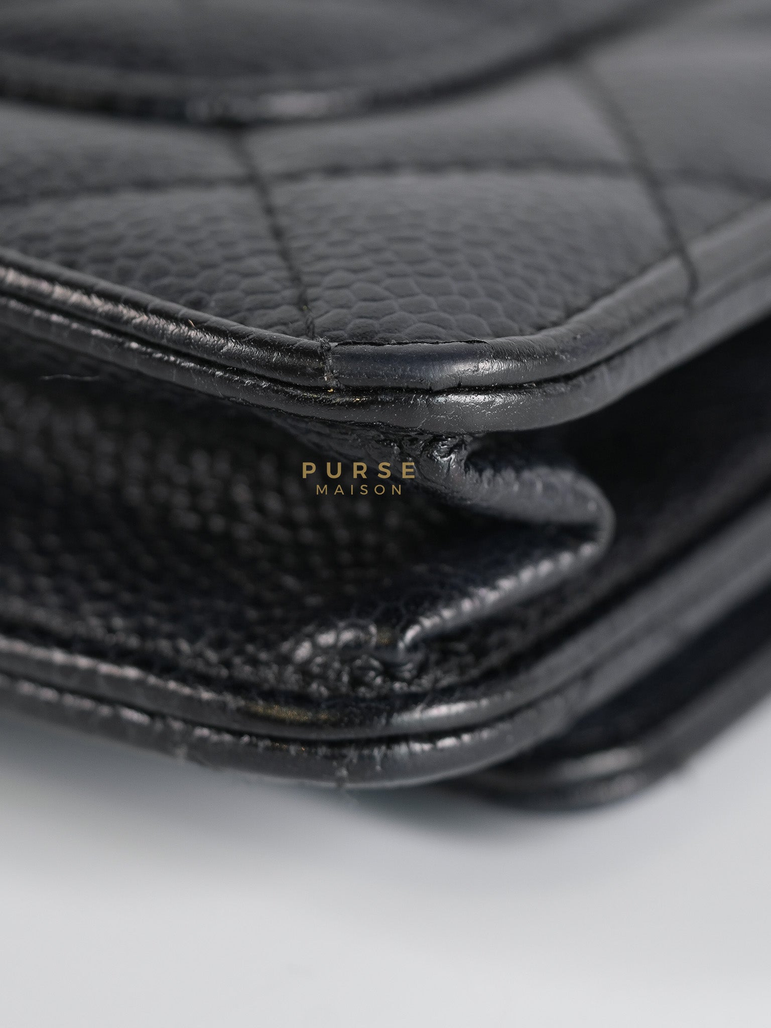 Wallet on Chain in Black Quilted Caviar Leather & Gold Hardware Series 26 | Purse Maison Luxury Bags Shop