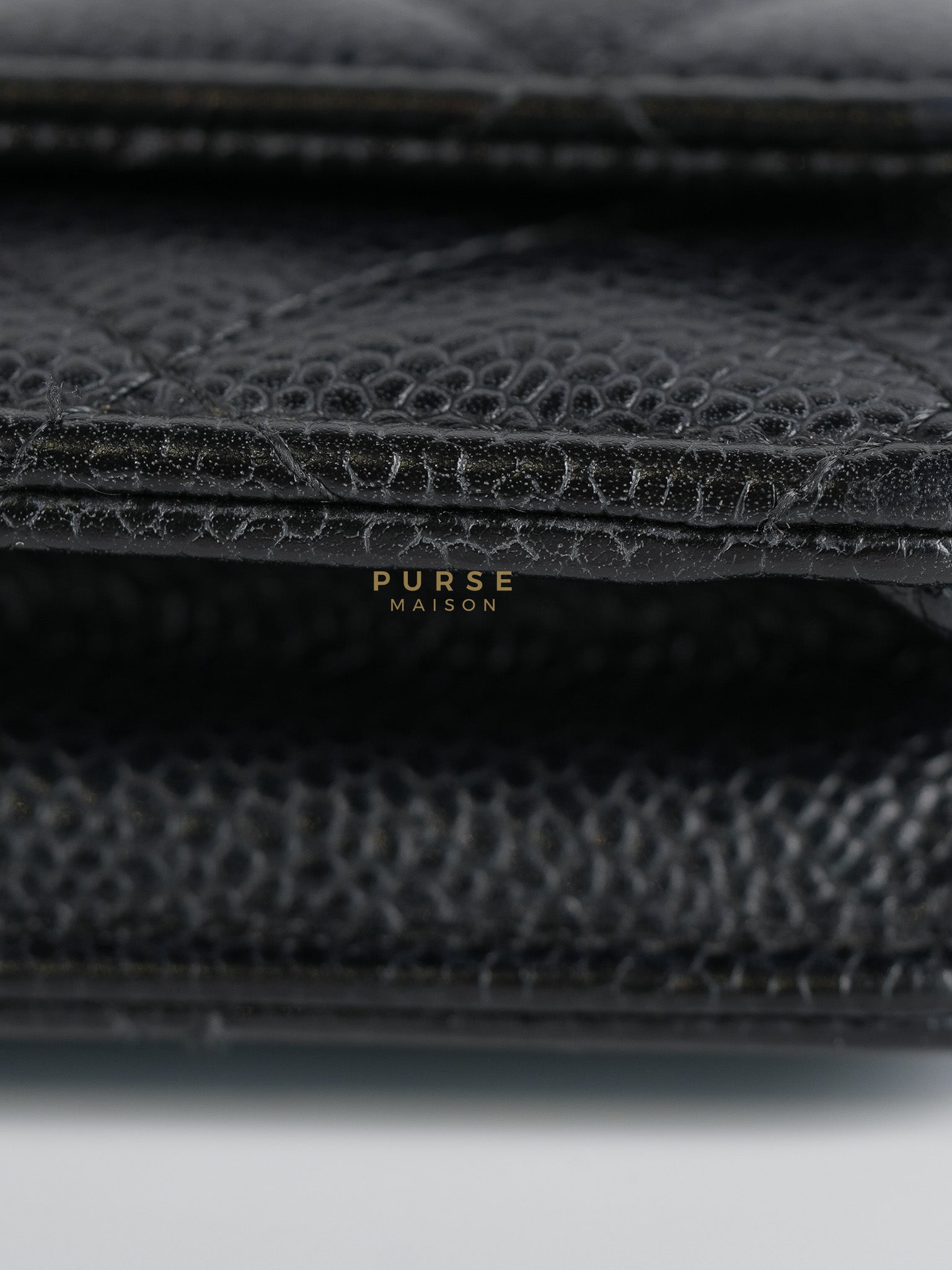 Wallet on Chain in Black Quilted Caviar Leather & Gold Hardware Series 26 | Purse Maison Luxury Bags Shop