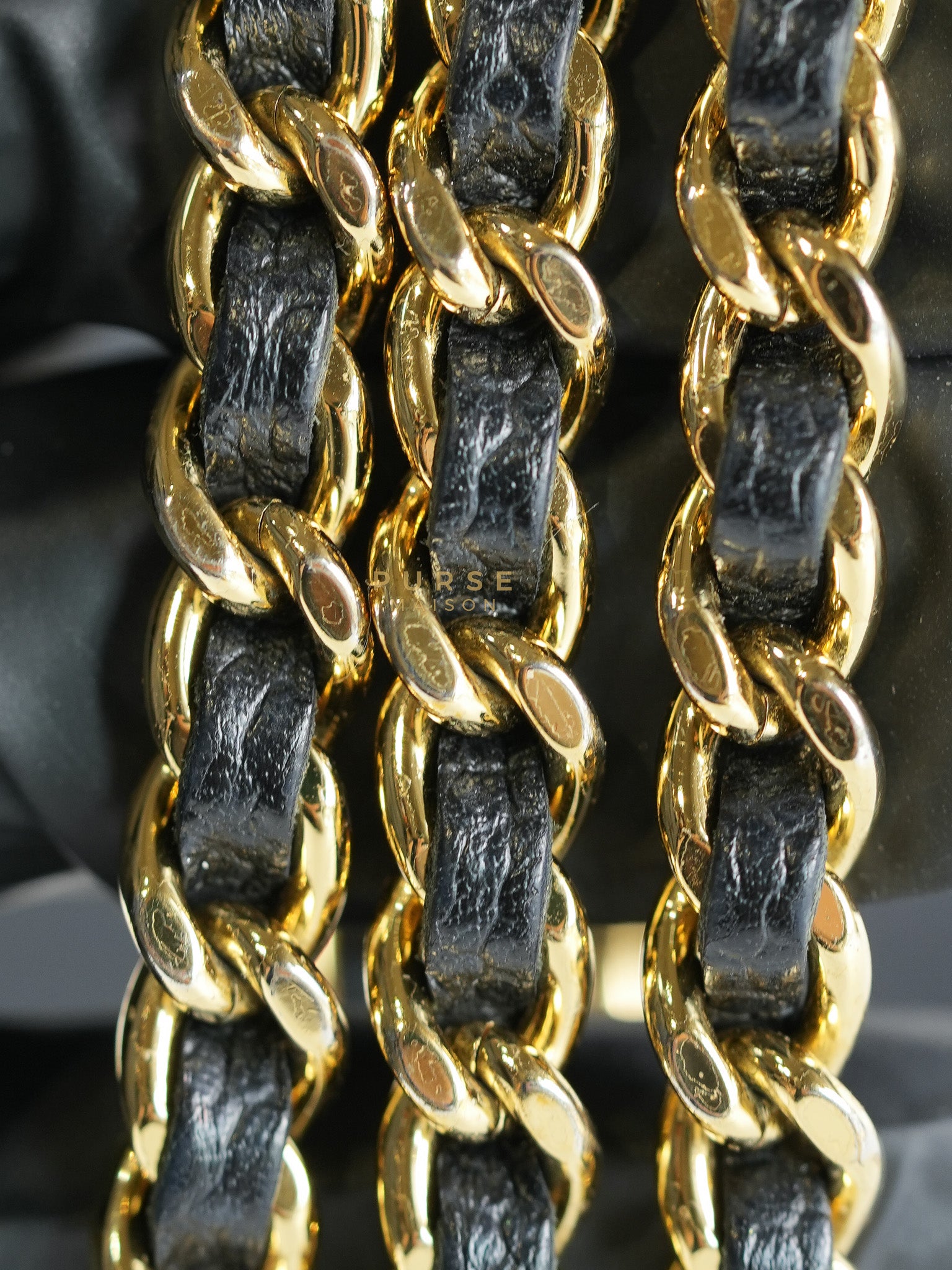 Wallet on Chain in Black Quilted Caviar Leather & Gold Hardware Series 26 | Purse Maison Luxury Bags Shop