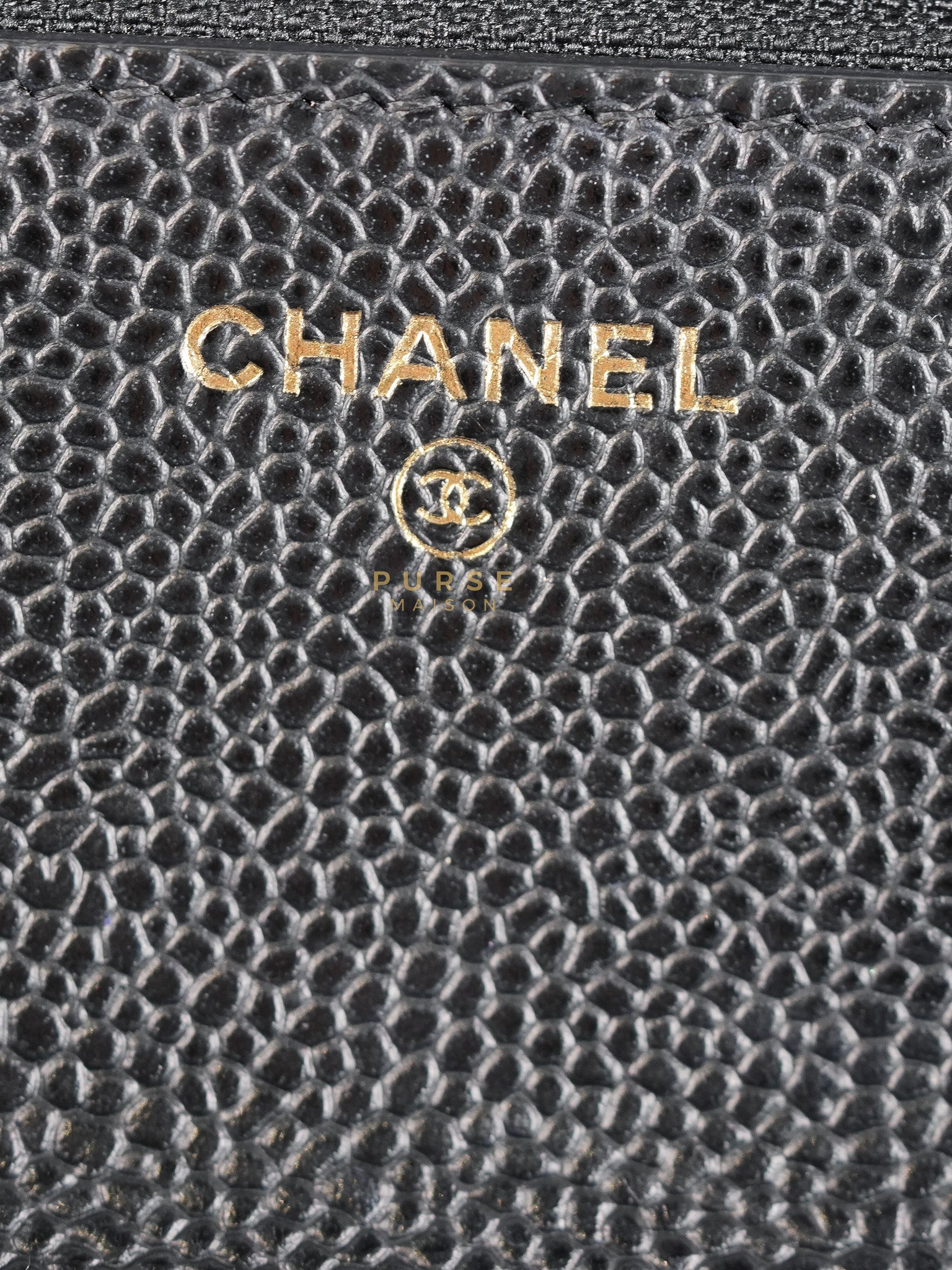 Wallet on Chain in Black Quilted Caviar Leather & Gold Hardware Series 26 | Purse Maison Luxury Bags Shop
