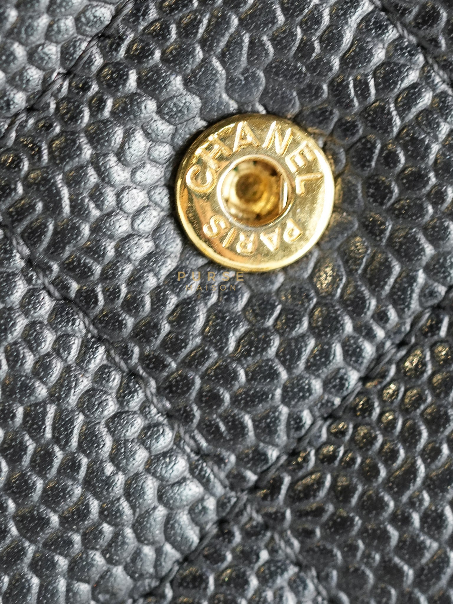 Wallet on Chain in Black Quilted Caviar Leather & Gold Hardware Series 26 | Purse Maison Luxury Bags Shop