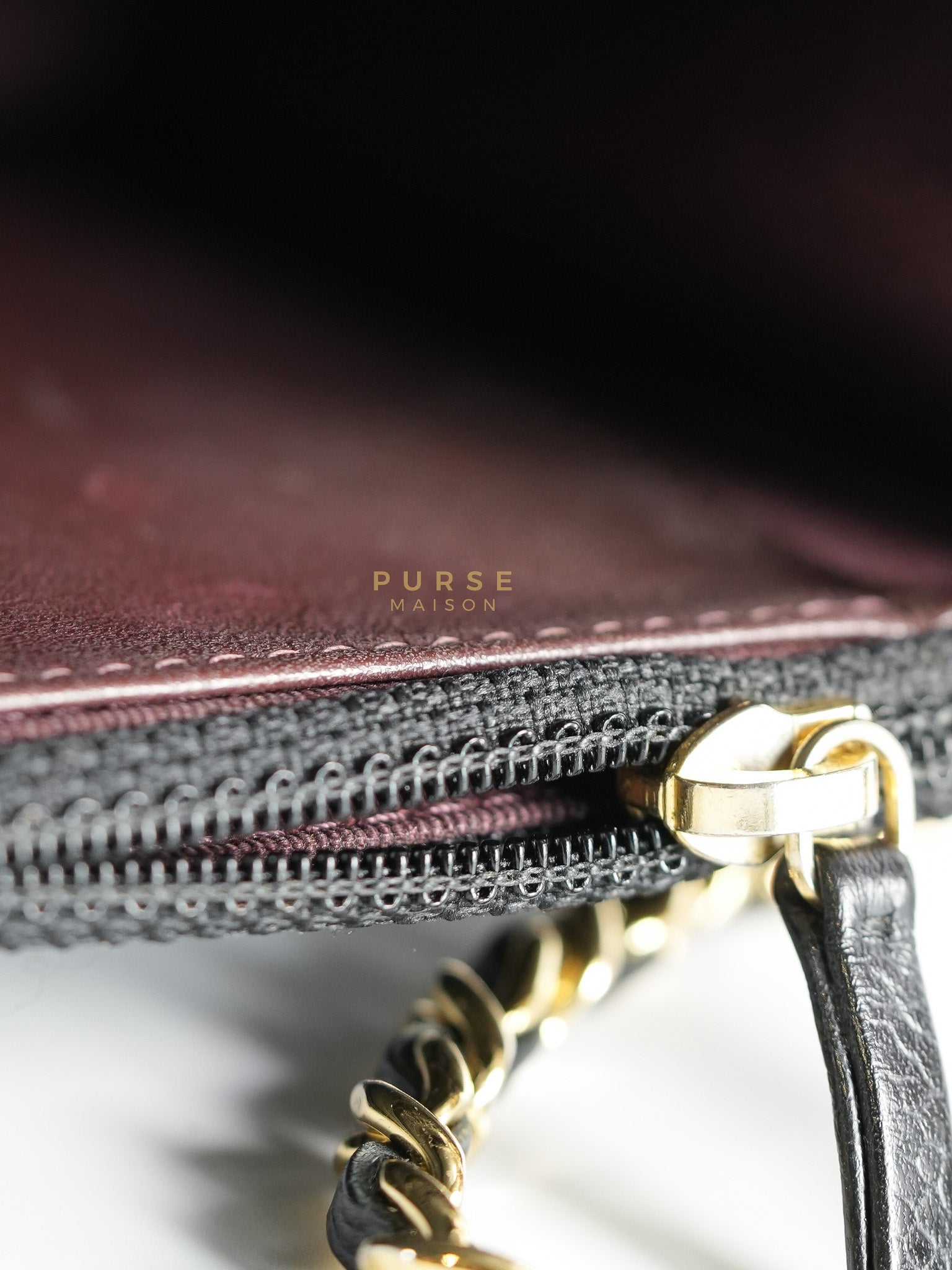 Wallet on Chain in Black Quilted Caviar Leather & Gold Hardware Series 26 | Purse Maison Luxury Bags Shop