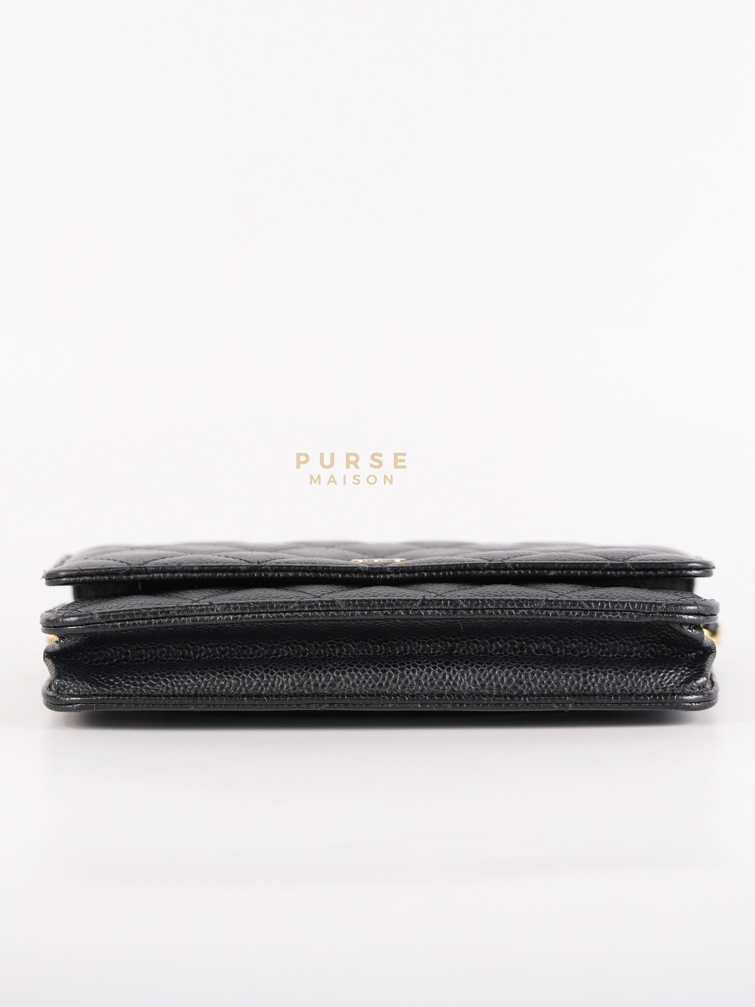 Wallet on Chain in Black Quilted Caviar Leather & Gold Hardware Series 26 | Purse Maison Luxury Bags Shop