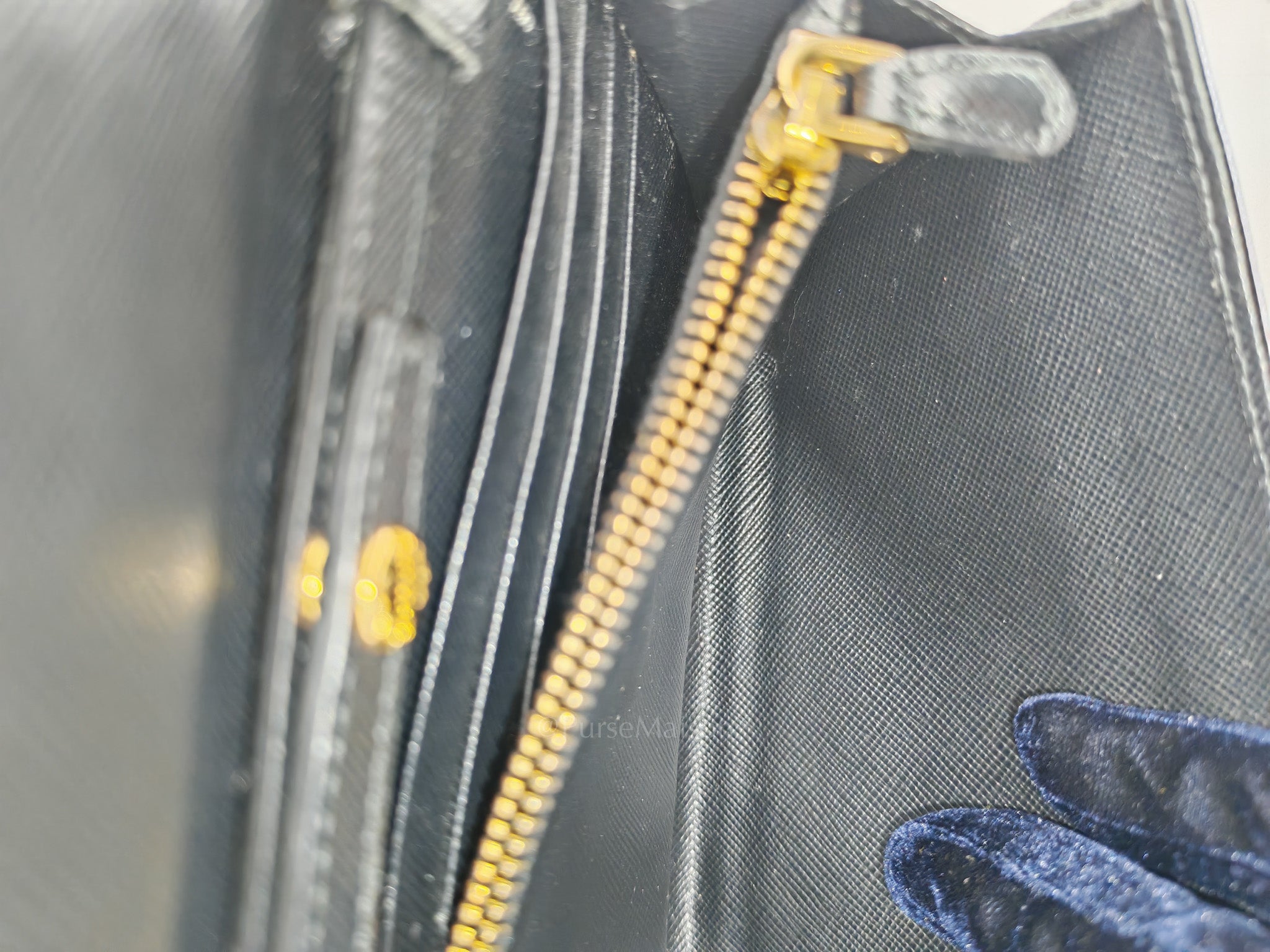 Wallet On Chain in Black Saffiano Leather & Gold Hardware | Purse Maison Luxury Bags Shop
