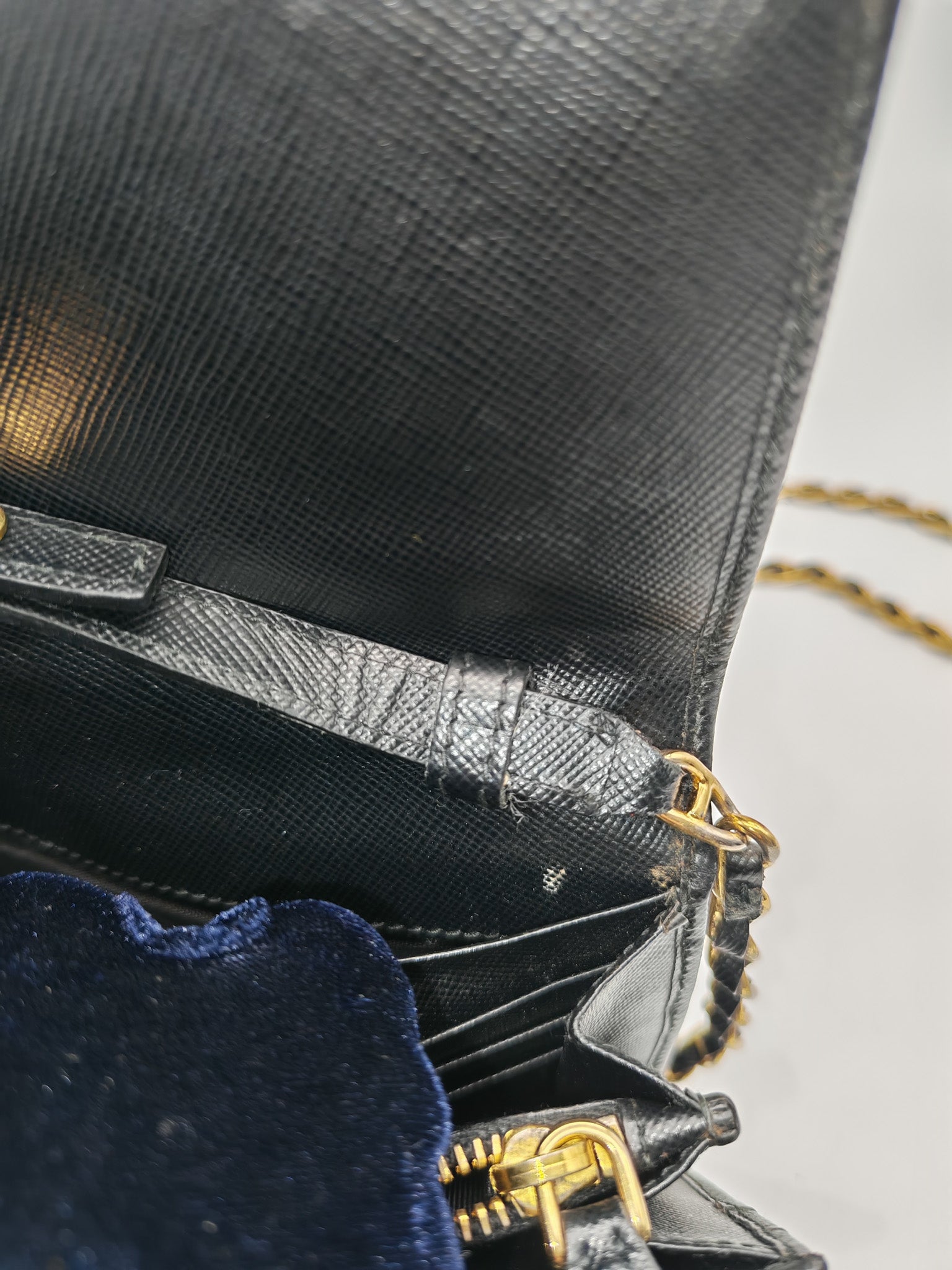 Wallet On Chain in Black Saffiano Leather & Gold Hardware | Purse Maison Luxury Bags Shop