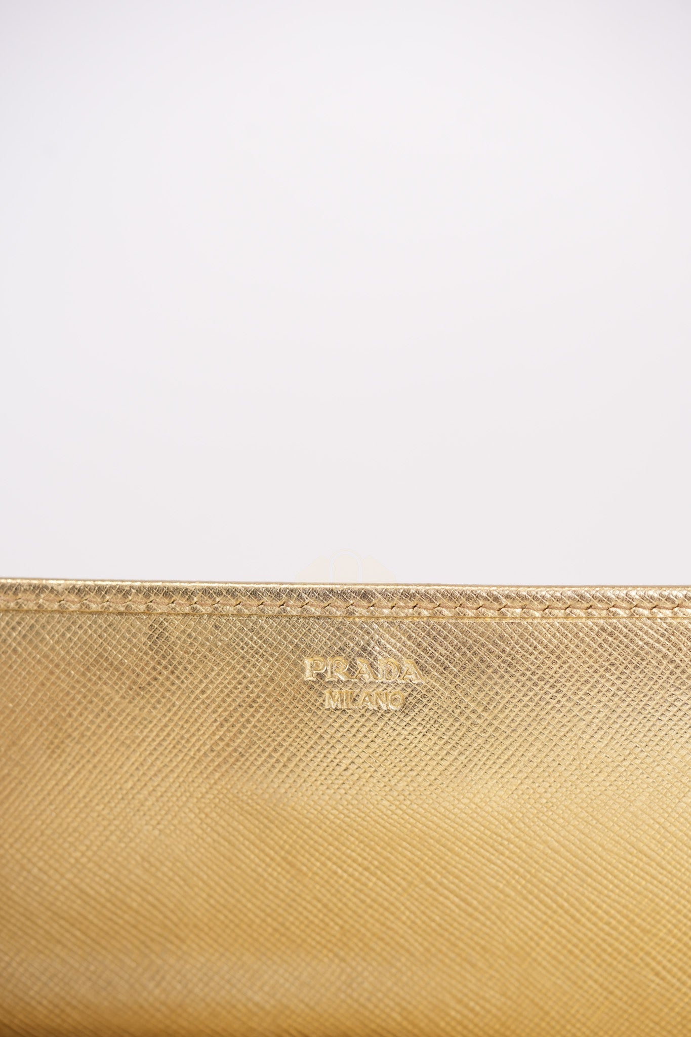 Wallet on Chain in Gold Saffiano Metal Leather & Gold Hardware | Purse Maison Luxury Bags Shop