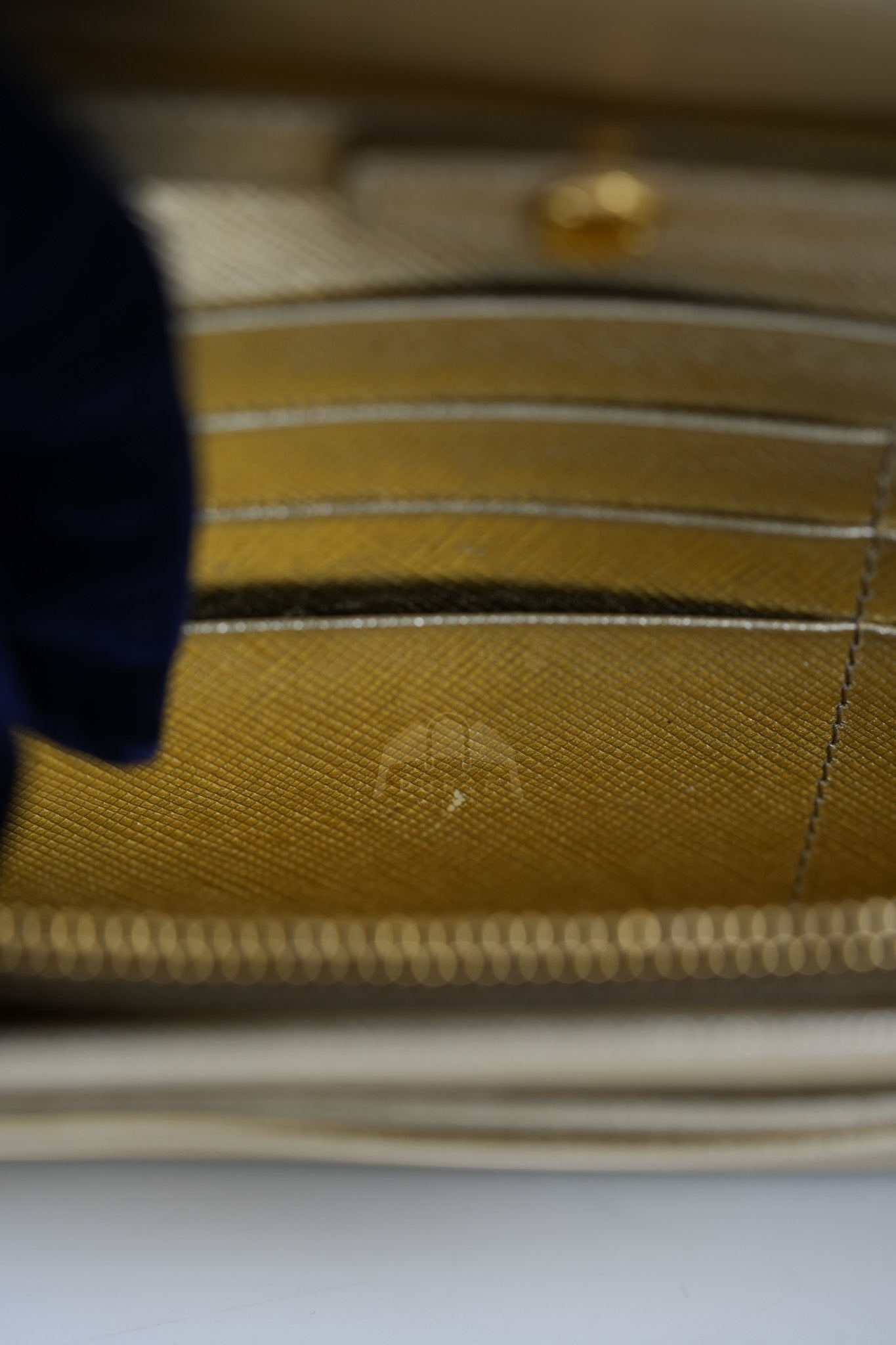 Wallet on Chain in Gold Saffiano Metal Leather & Gold Hardware | Purse Maison Luxury Bags Shop