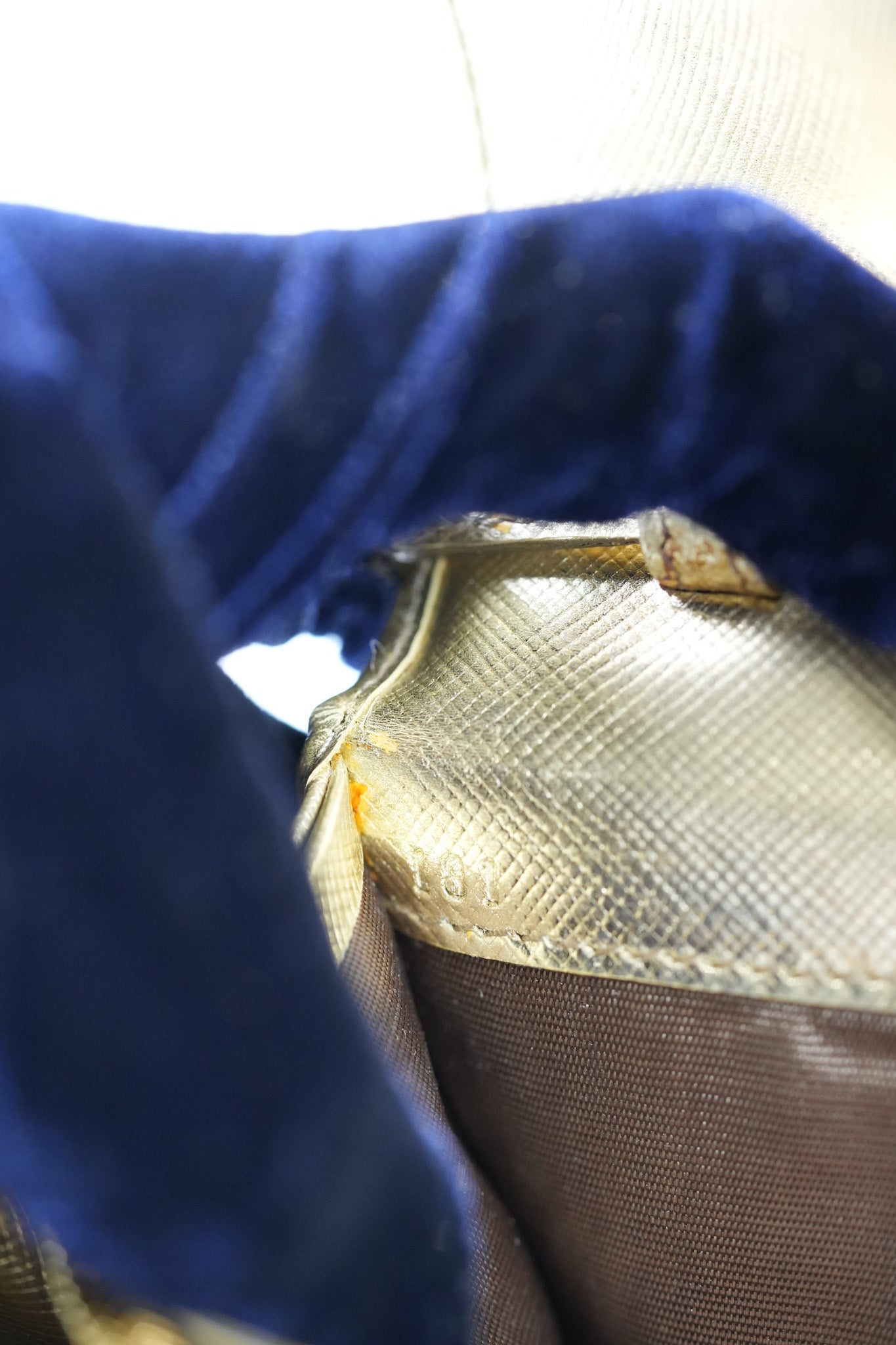 Wallet on Chain in Gold Saffiano Metal Leather & Gold Hardware | Purse Maison Luxury Bags Shop