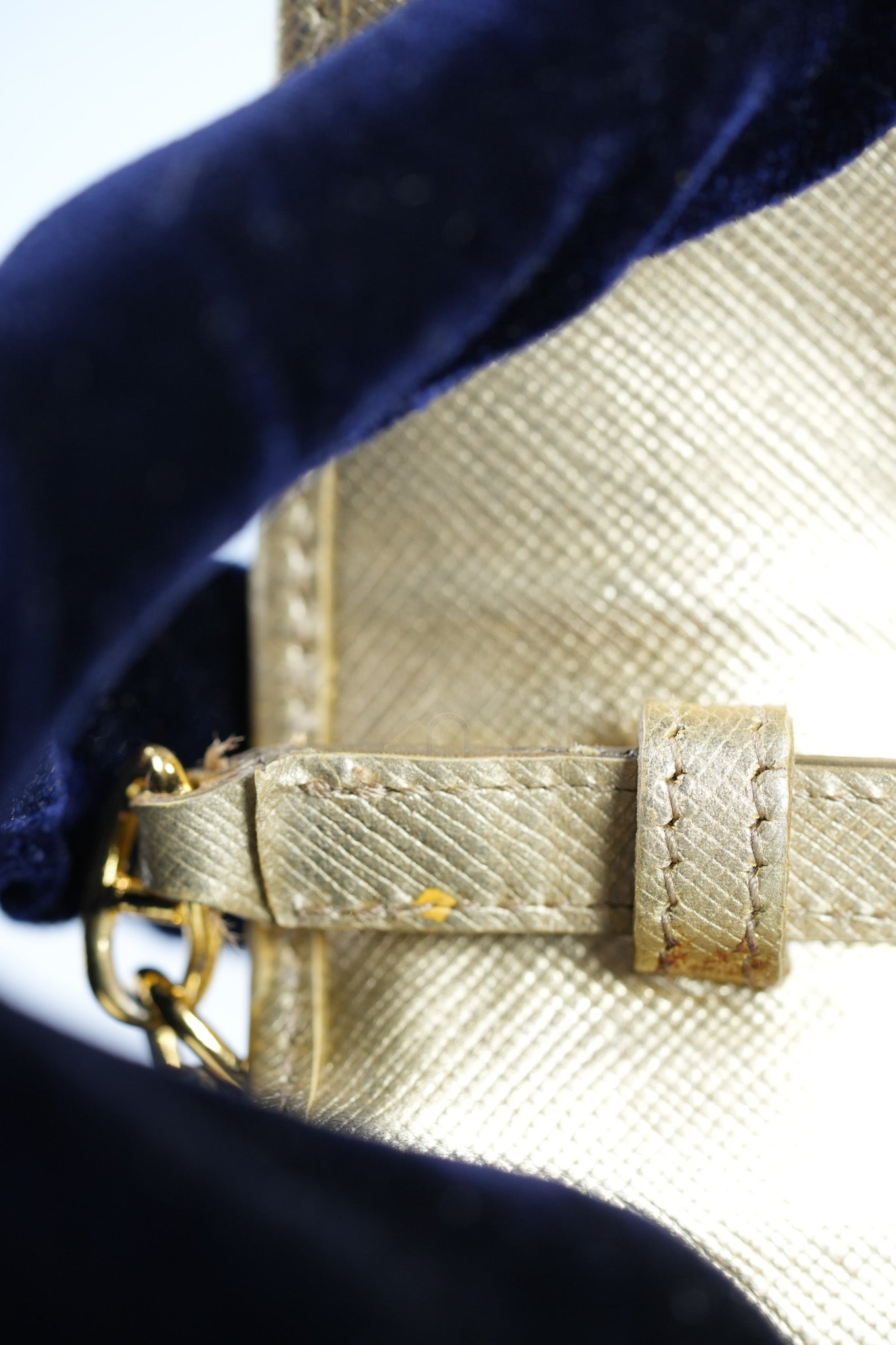 Wallet on Chain in Gold Saffiano Metal Leather & Gold Hardware | Purse Maison Luxury Bags Shop