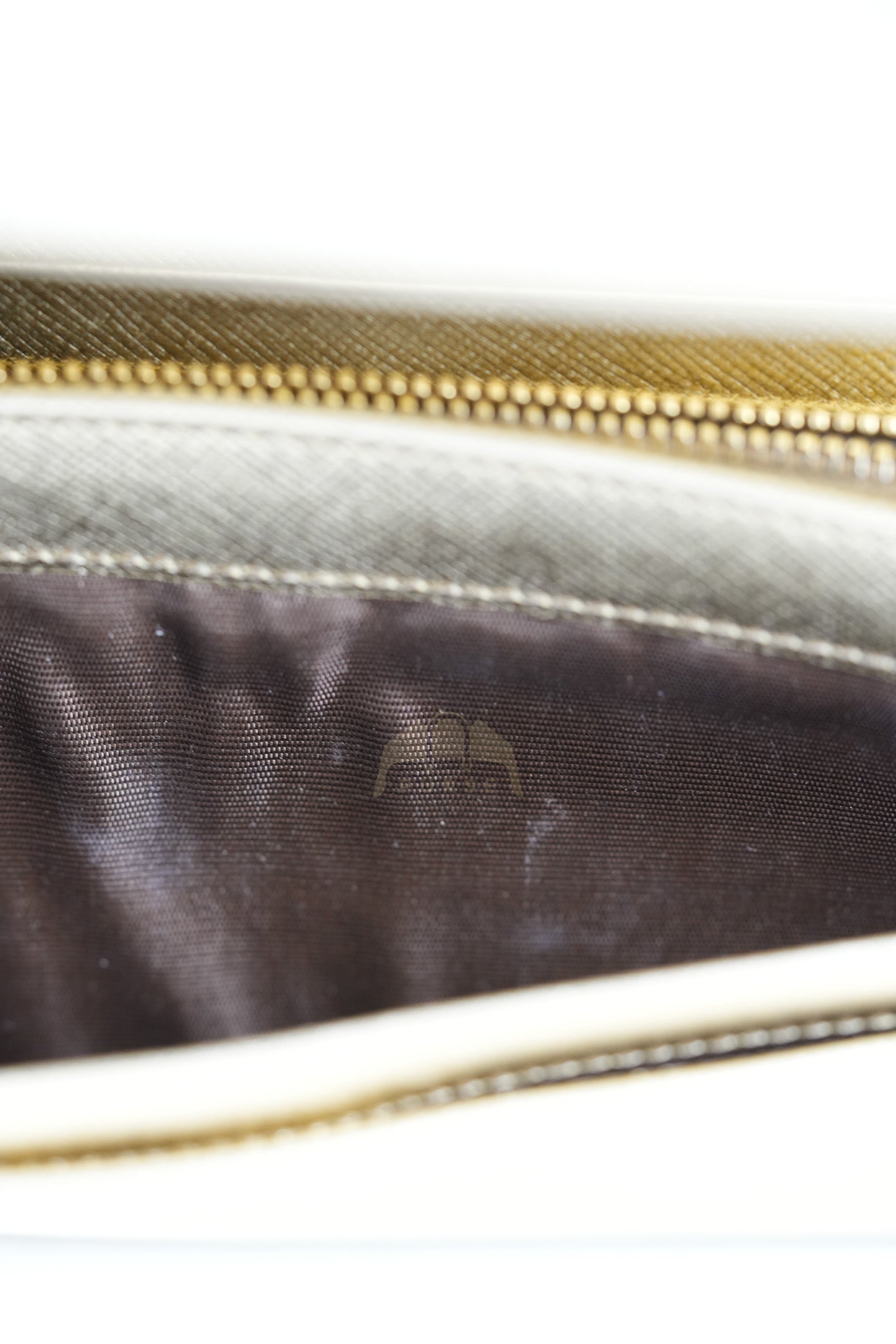 Wallet on Chain in Gold Saffiano Metal Leather & Gold Hardware | Purse Maison Luxury Bags Shop