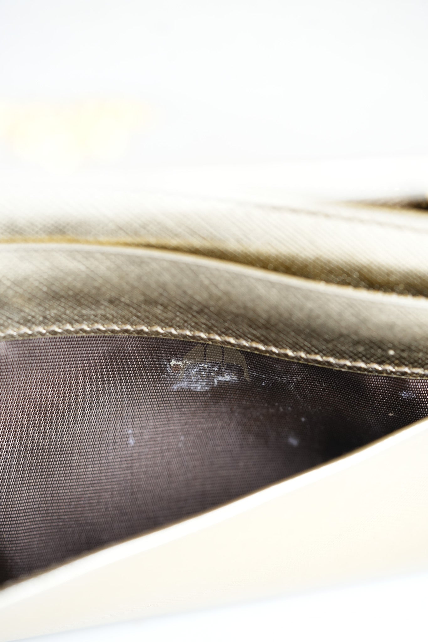 Wallet on Chain in Gold Saffiano Metal Leather & Gold Hardware | Purse Maison Luxury Bags Shop