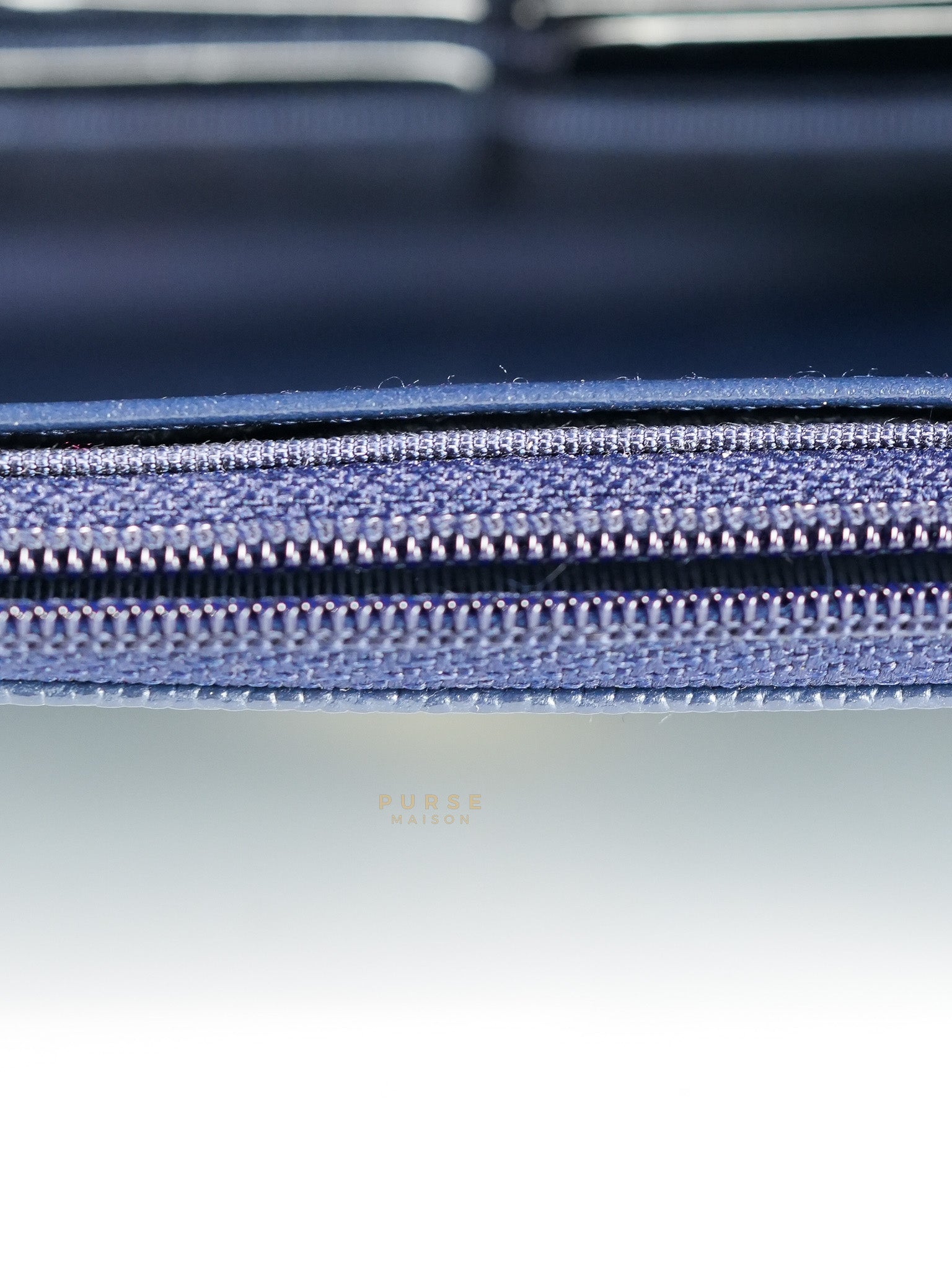 Wallet On Chain In Navy Blue Quilted Caviar Leather Light Gold Hardware Microchip | Purse Maison Luxury Bags Shop