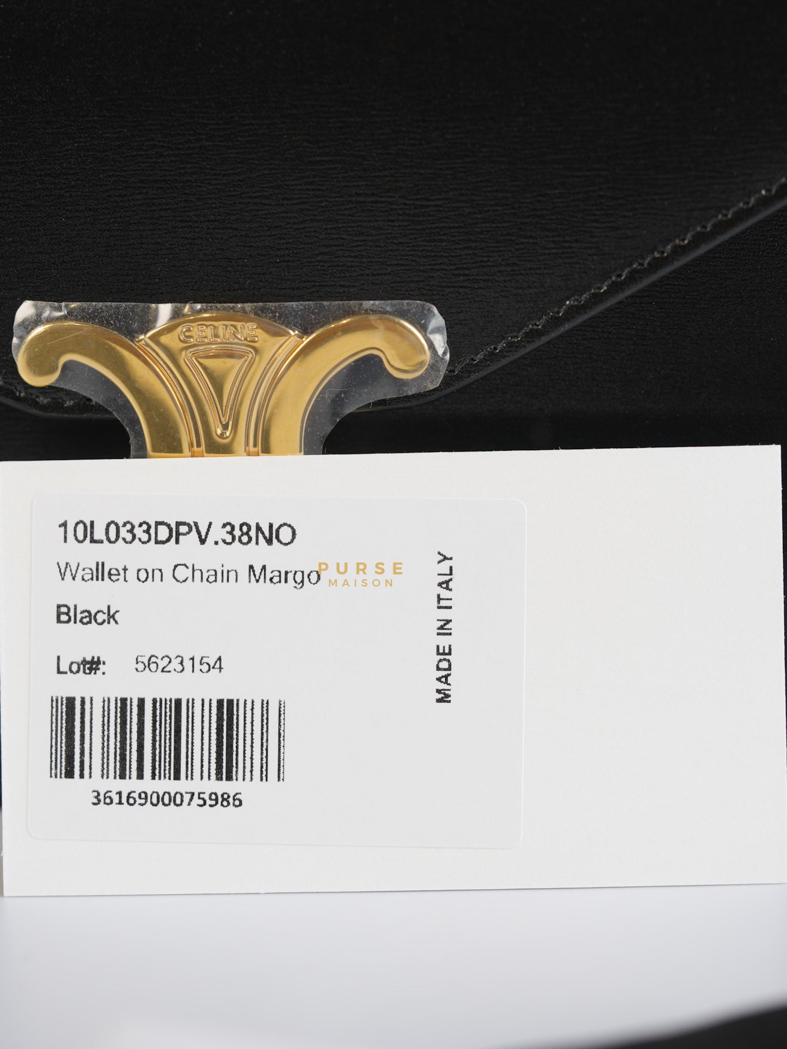 Wallet On Chain Margo Black in Smooth Leather | Purse Maison Luxury Bags Shop