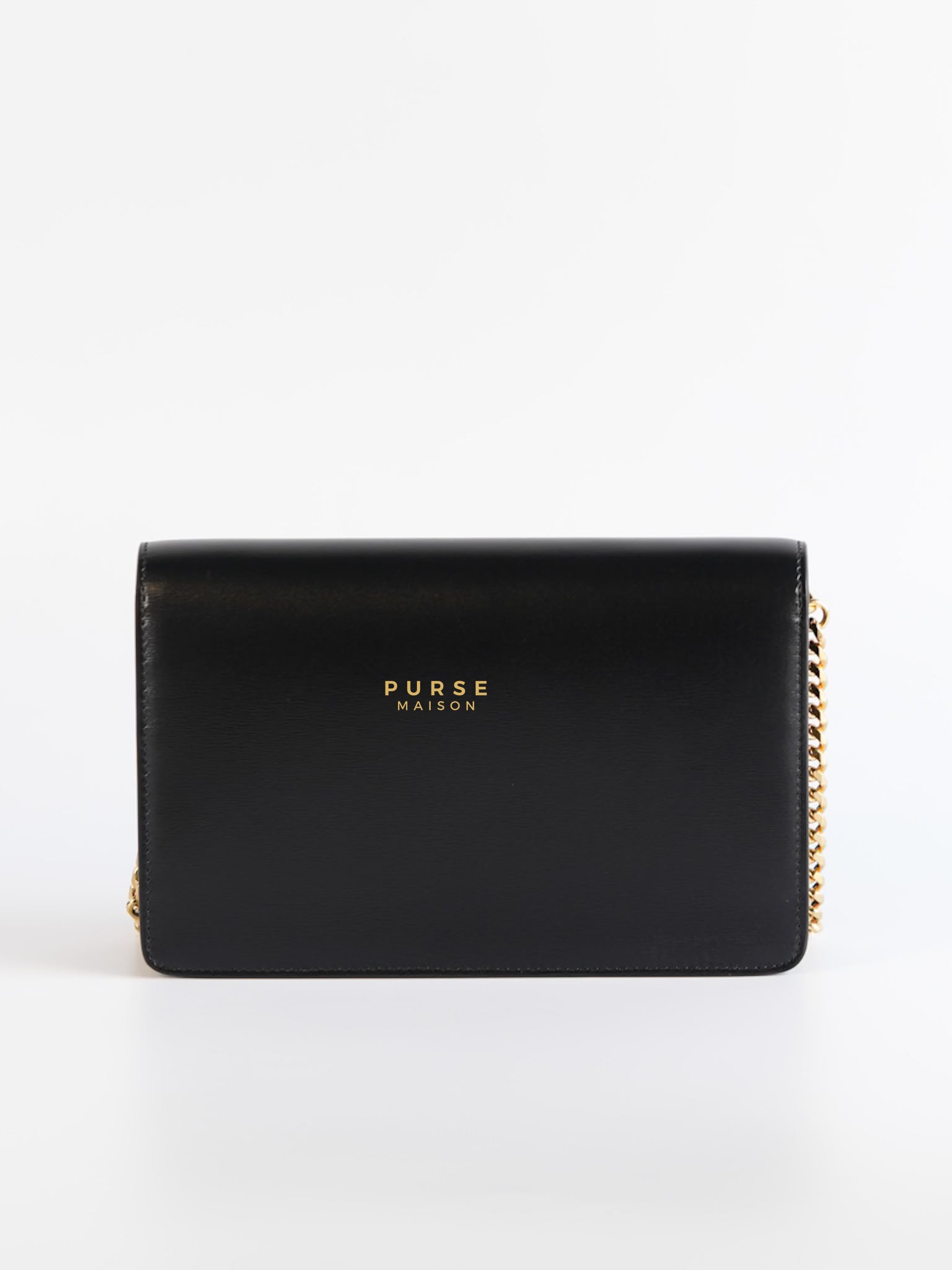 Wallet On Chain Margo Black in Smooth Leather | Purse Maison Luxury Bags Shop