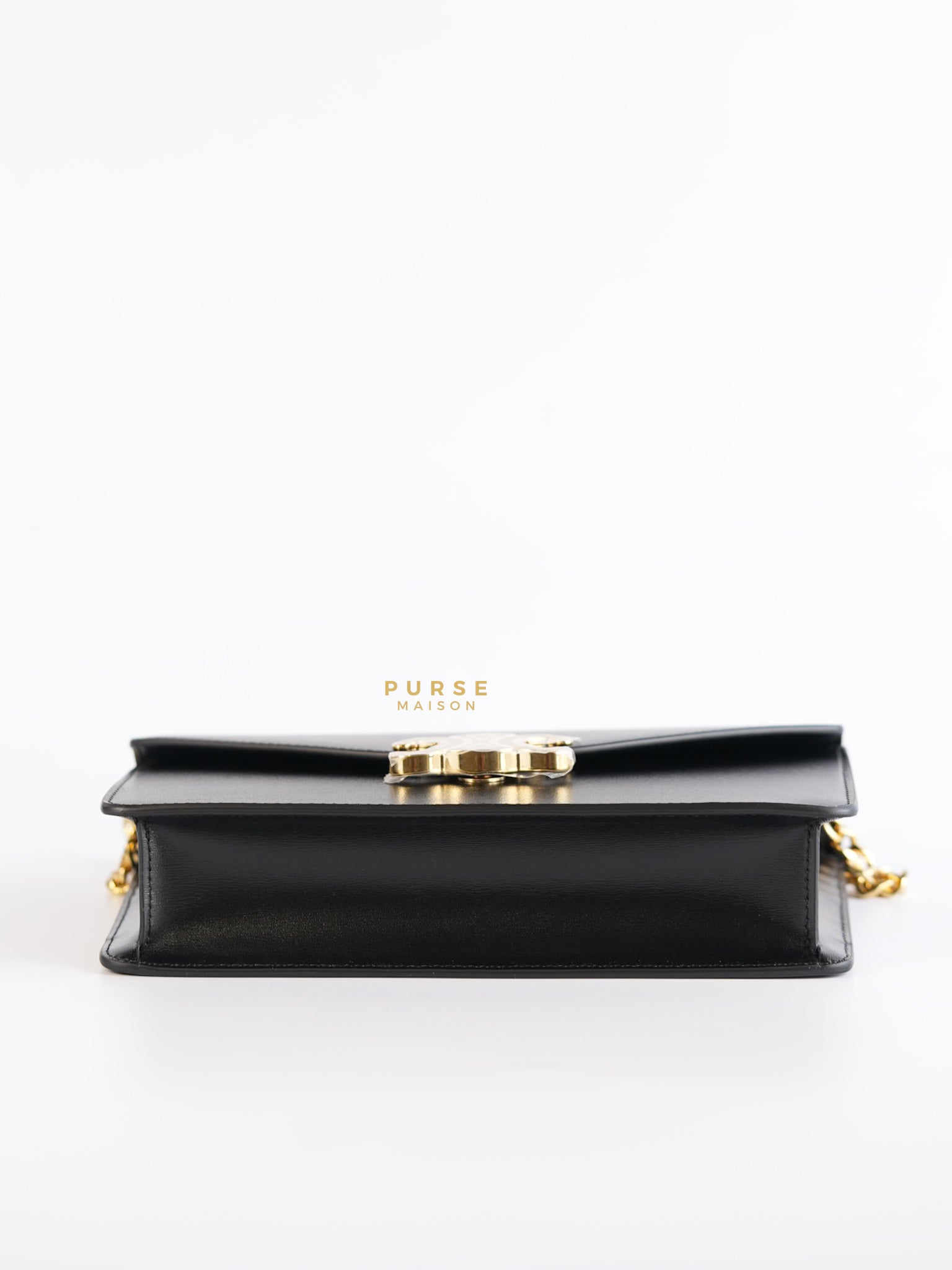 Wallet On Chain Margo Black in Smooth Leather | Purse Maison Luxury Bags Shop