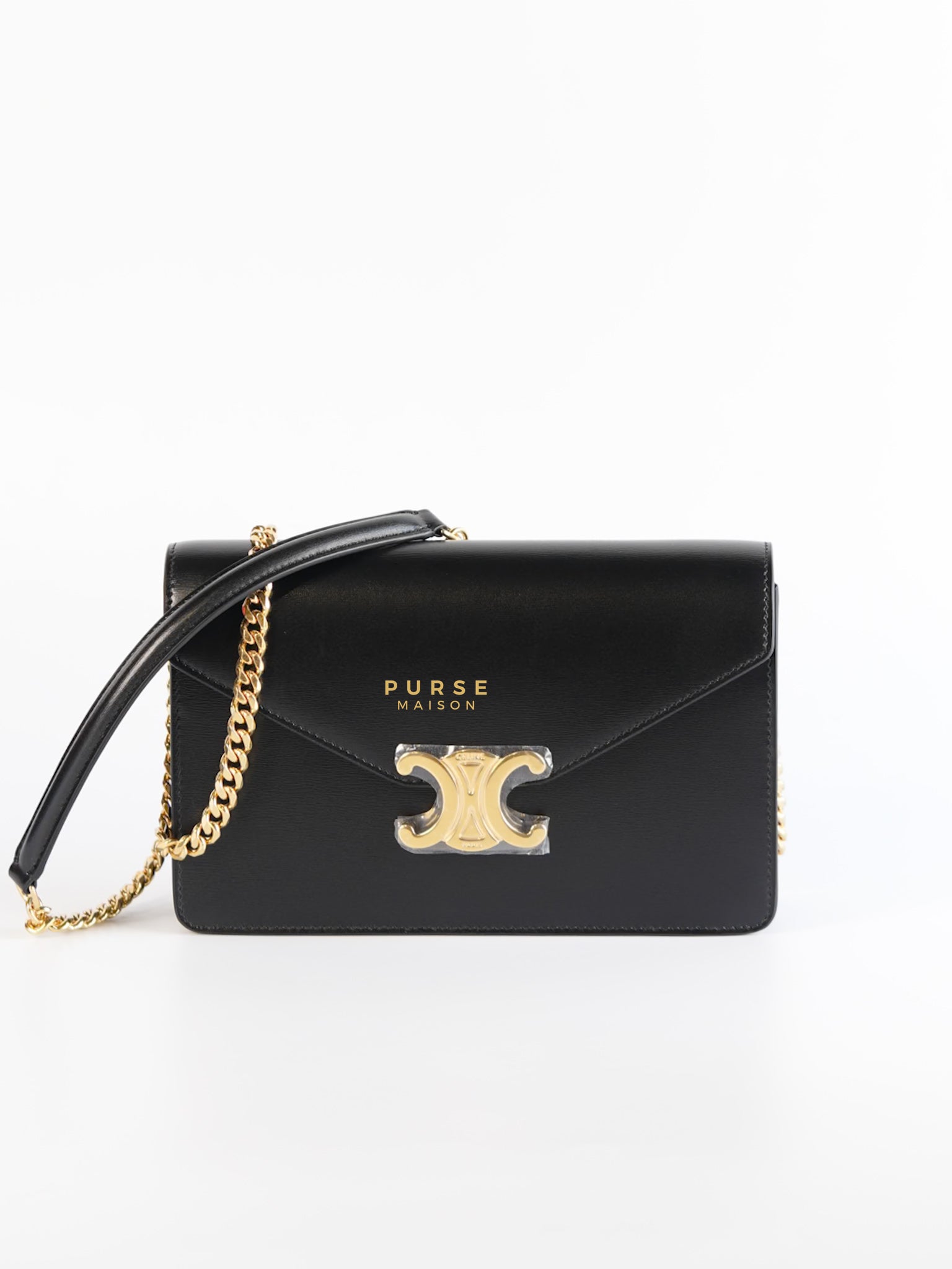 Wallet On Chain Margo Black in Smooth Leather | Purse Maison Luxury Bags Shop