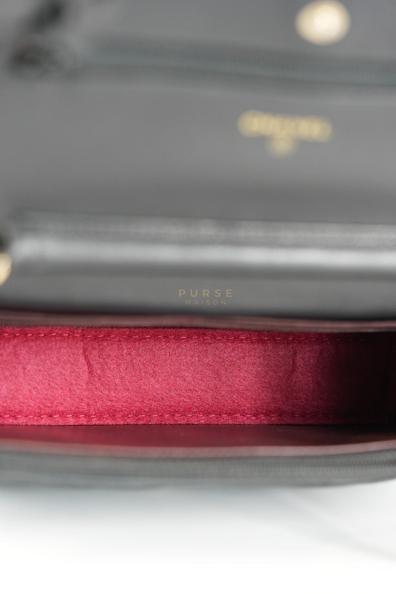 Wallet On Chain (WOC) in Black Caviar Chevron Leather and Gold Hardware Series 27 | Purse Maison Luxury Bags Shop