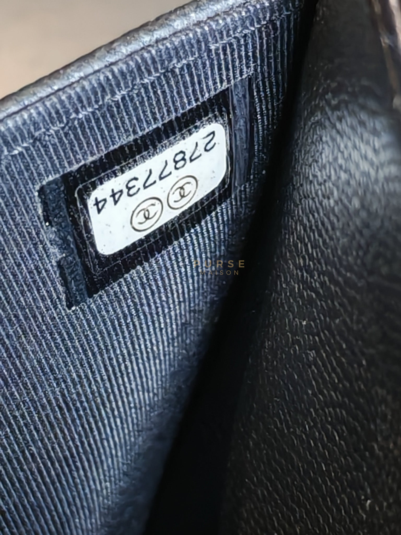 Wallet On Chain (WOC) in Black Caviar Chevron Leather and Gold Hardware Series 27 | Purse Maison Luxury Bags Shop