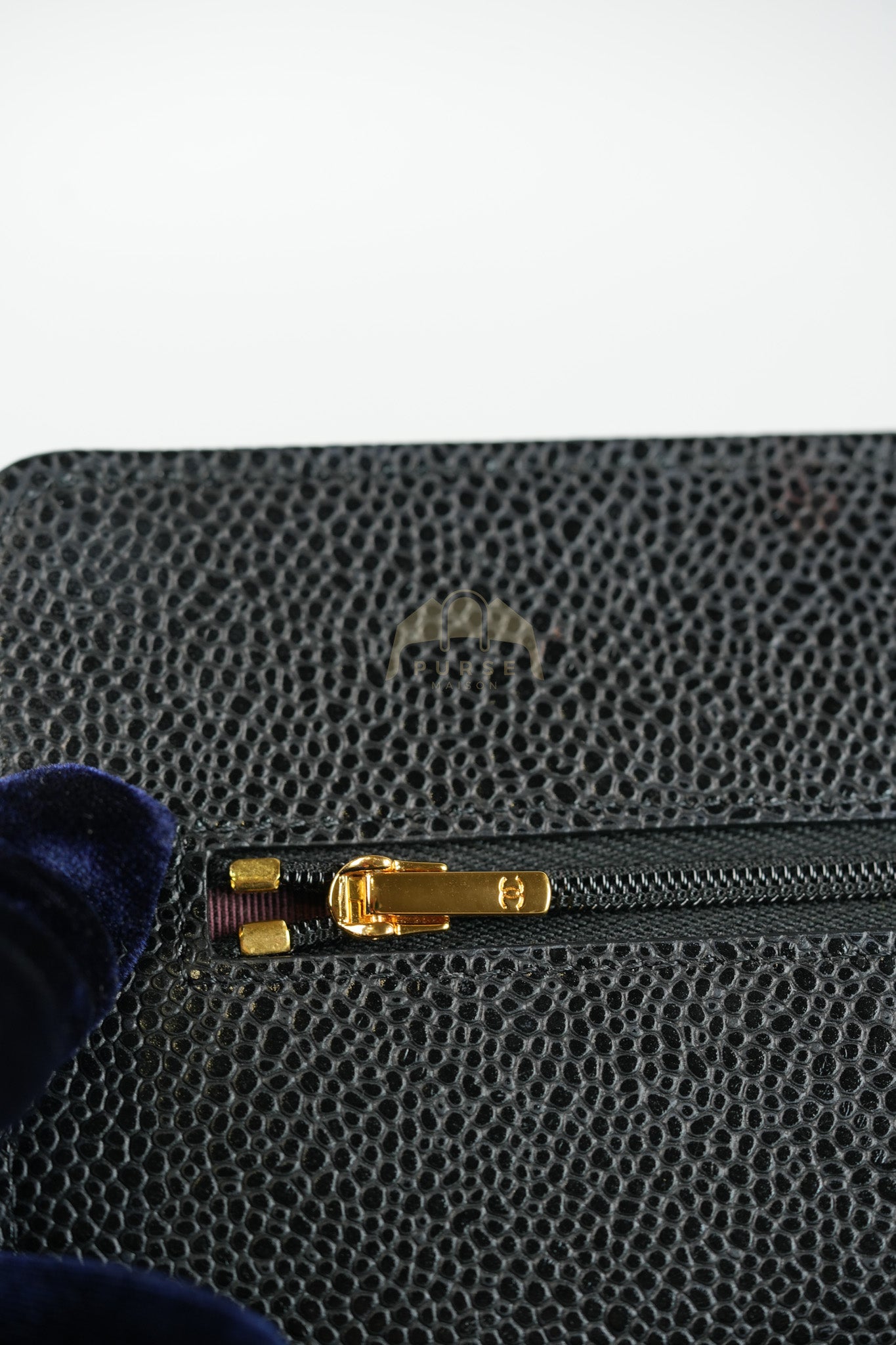 Wallet on Chain (WOC) in Black Caviar Leather & Gold Hardware Microchip | Purse Maison Luxury Bags Shop