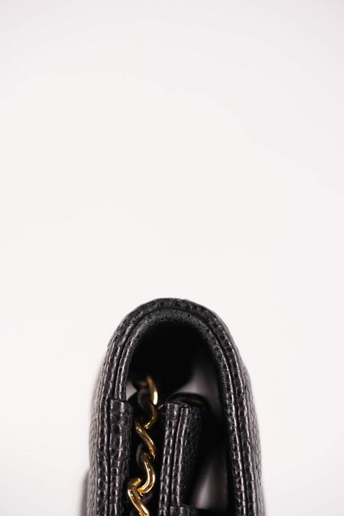 Wallet On Chain (WOC) in Black Quilted Caviar Leather and Gold Hardware Series 22 | Purse Maison Luxury Bags Shop