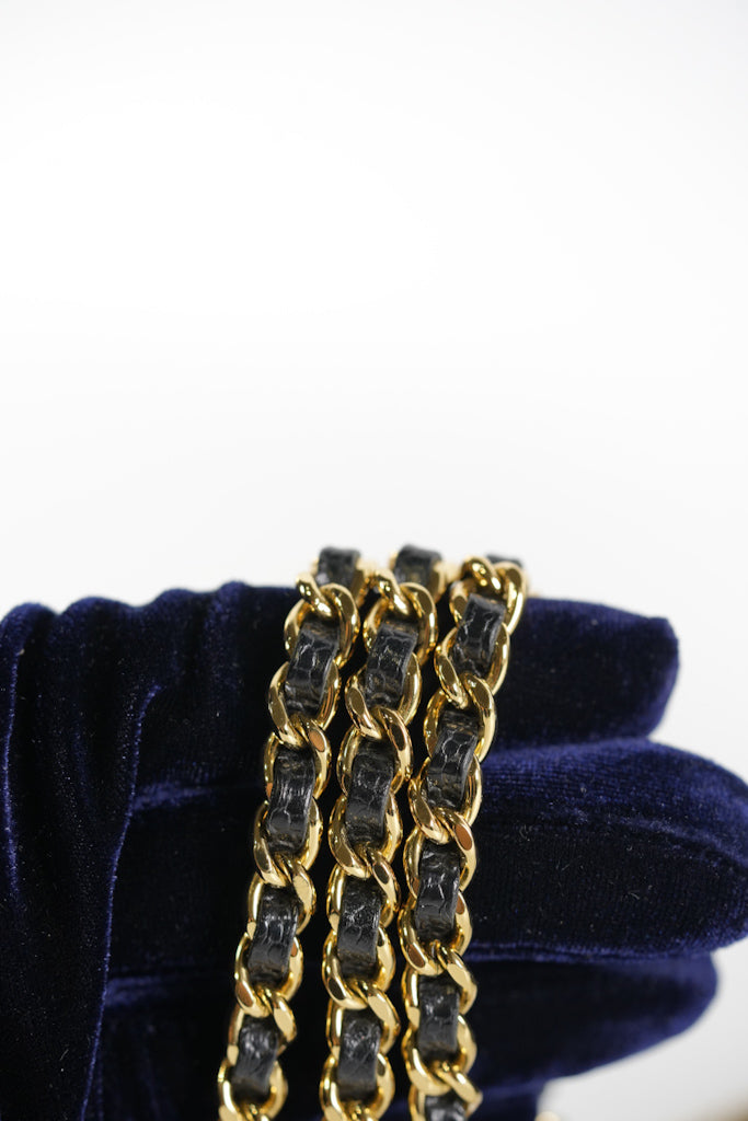 Wallet On Chain (WOC) in Black Quilted Caviar Leather and Gold Hardware Series 22 | Purse Maison Luxury Bags Shop