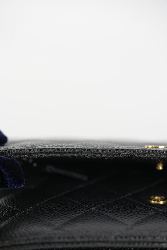 Wallet On Chain (WOC) in Black Quilted Caviar Leather and Gold Hardware Series 22 | Purse Maison Luxury Bags Shop