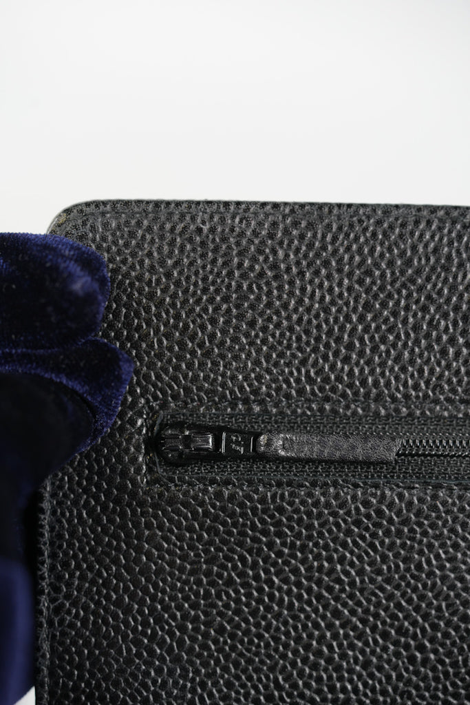 Wallet On Chain (WOC) in Black Quilted Caviar Leather and Gold Hardware Series 22 | Purse Maison Luxury Bags Shop