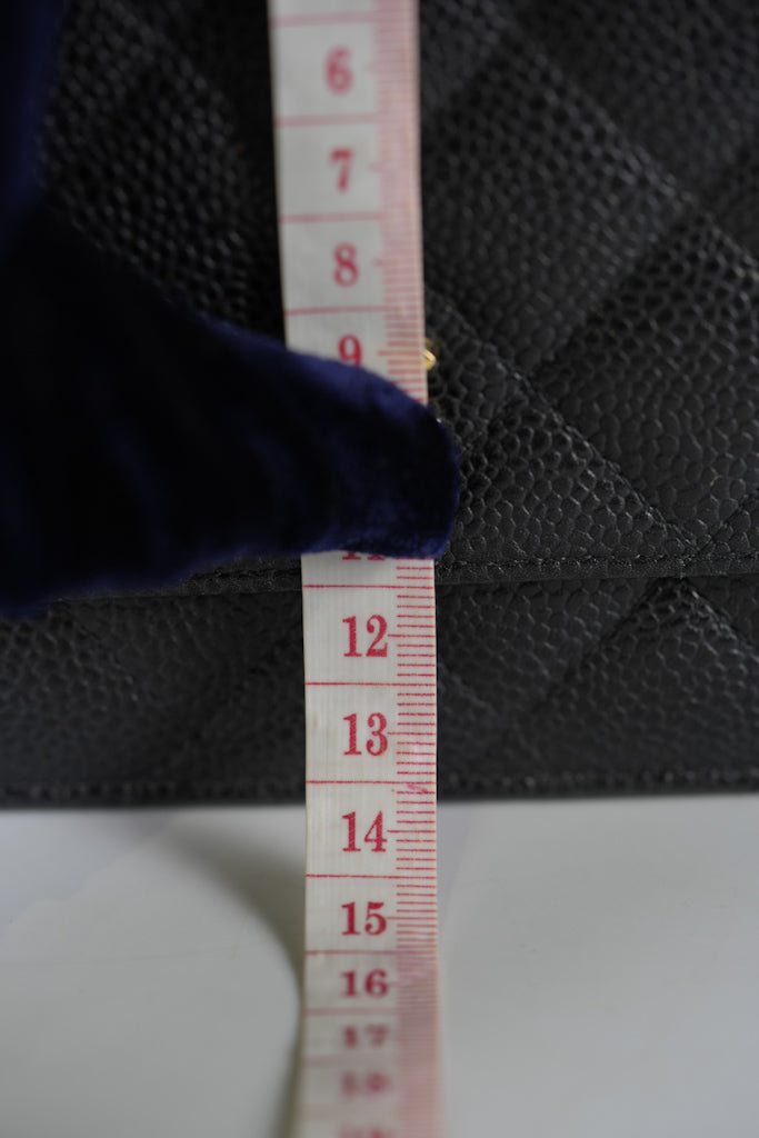 Wallet On Chain (WOC) in Black Quilted Caviar Leather and Gold Hardware Series 22 | Purse Maison Luxury Bags Shop