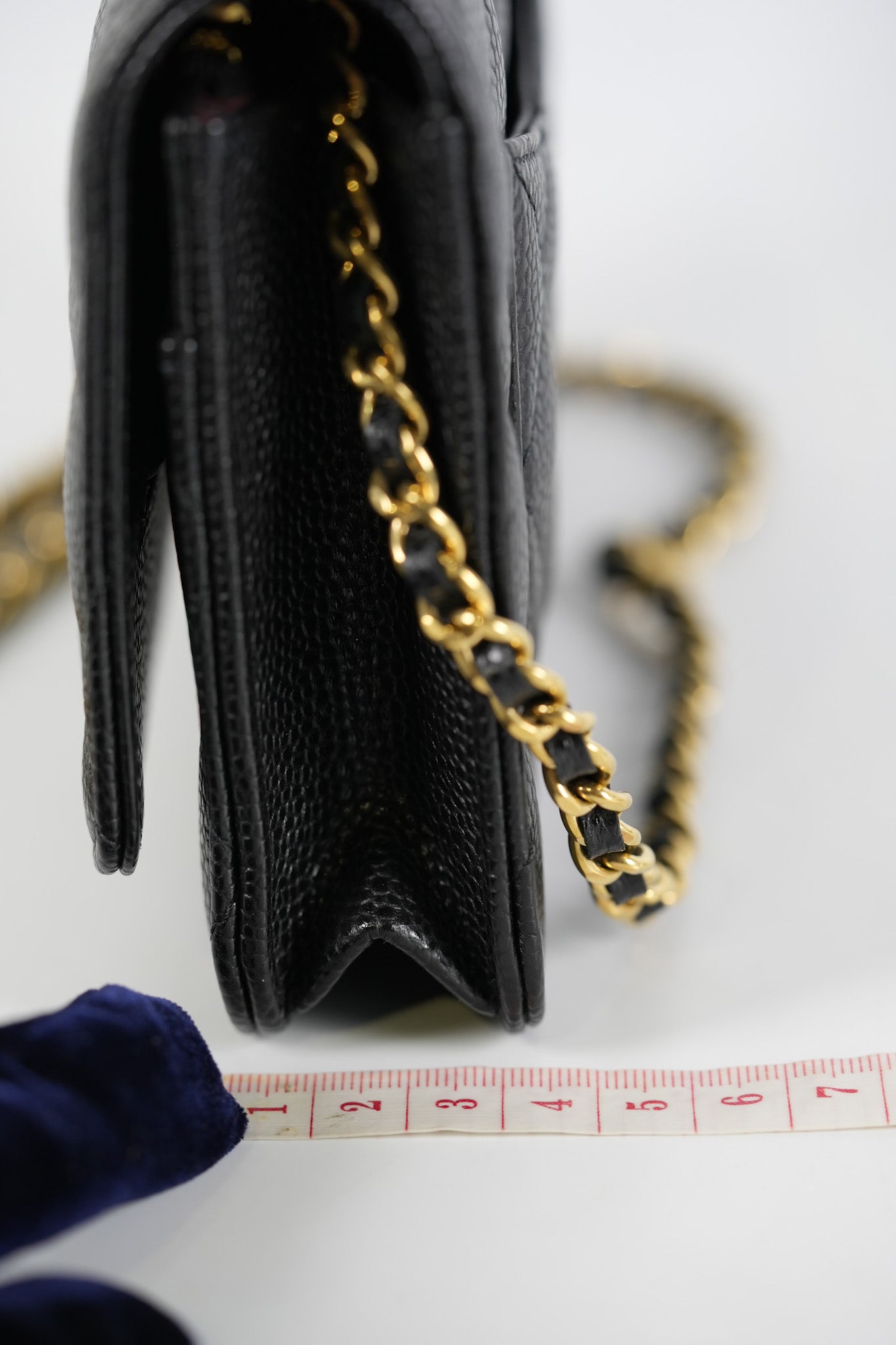 Wallet On Chain (WOC) in Black Quilted Caviar Leather & Gold Hardware Microchip | Purse Maison Luxury Bags Shop