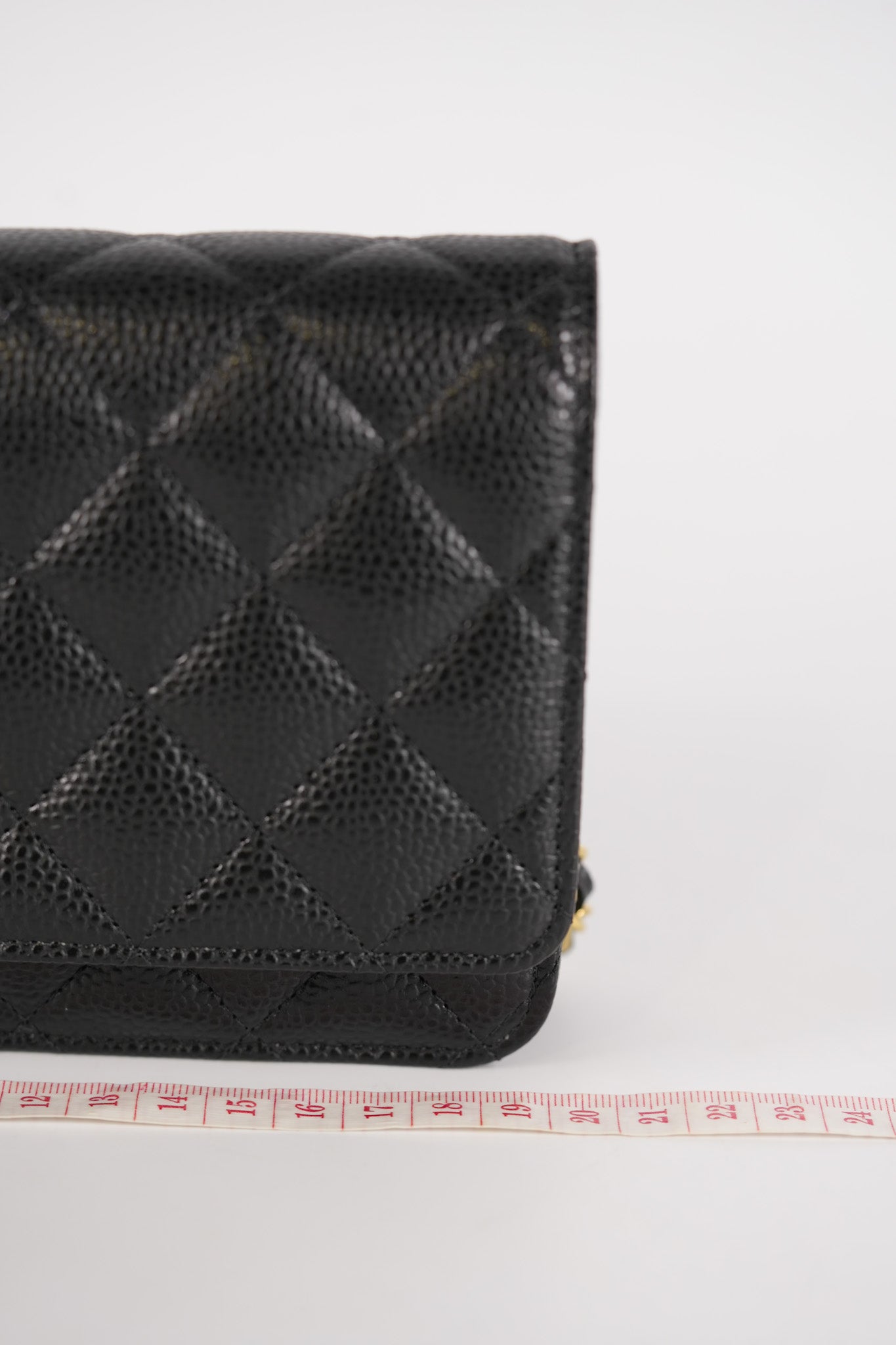 Wallet On Chain (WOC) in Black Quilted Caviar Leather & Gold Hardware Microchip | Purse Maison Luxury Bags Shop