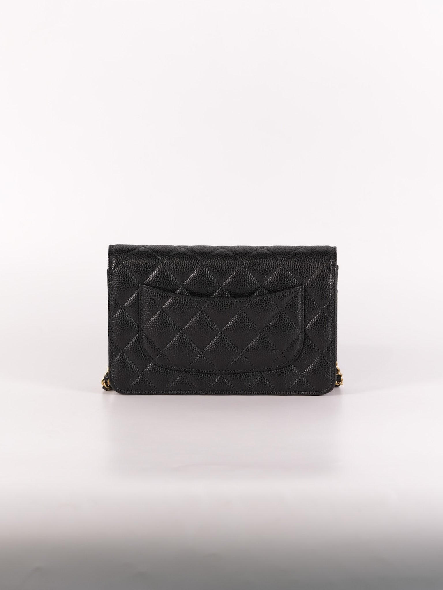 Wallet On Chain (WOC) in Black Quilted Caviar Leather & Gold Hardware Microchip | Purse Maison Luxury Bags Shop