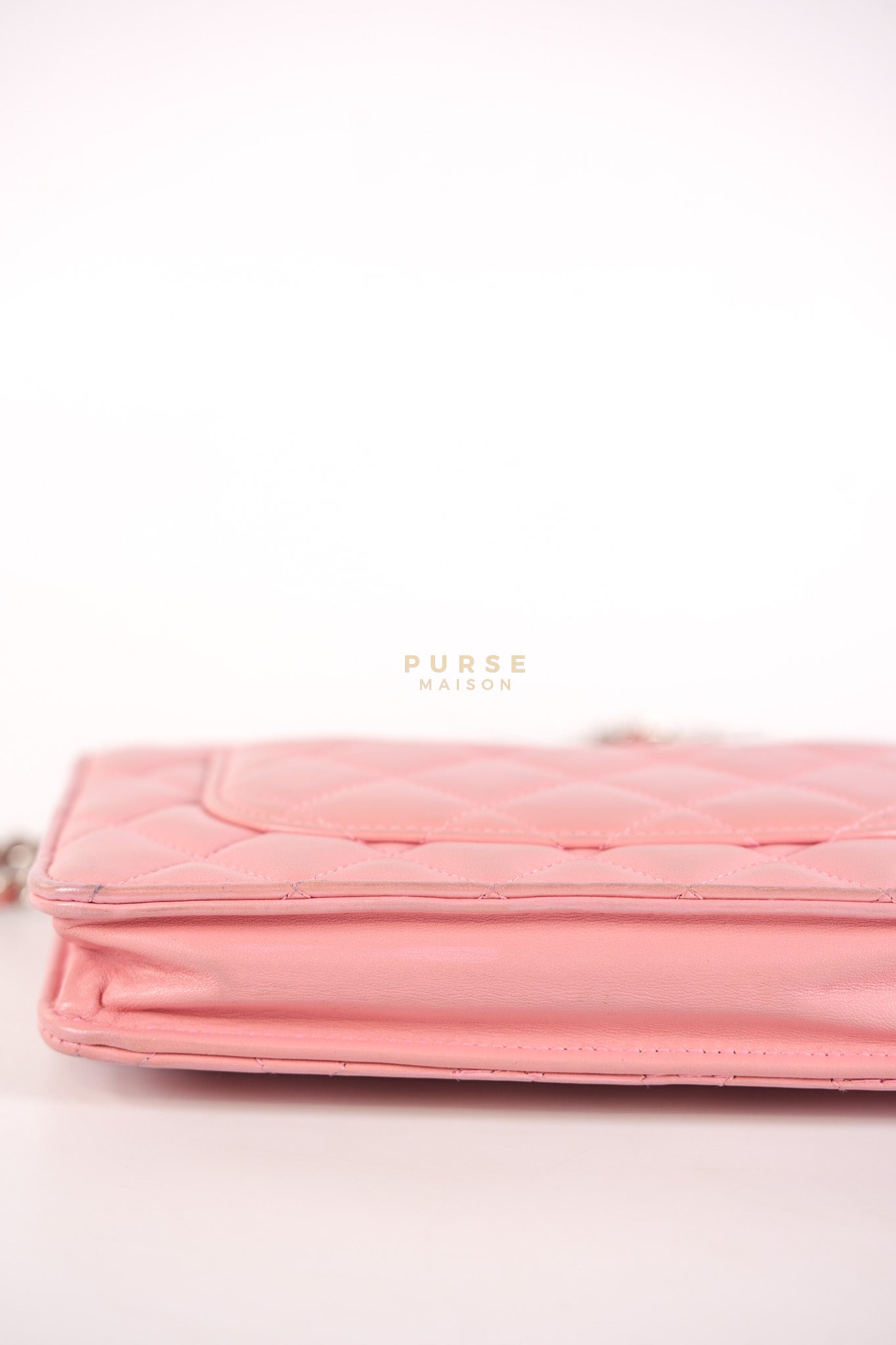 Wallet On Chain (WOC) in Pink Lambskin Leather and Silver Hardware Series 14 | Purse Maison Luxury Bags Shop