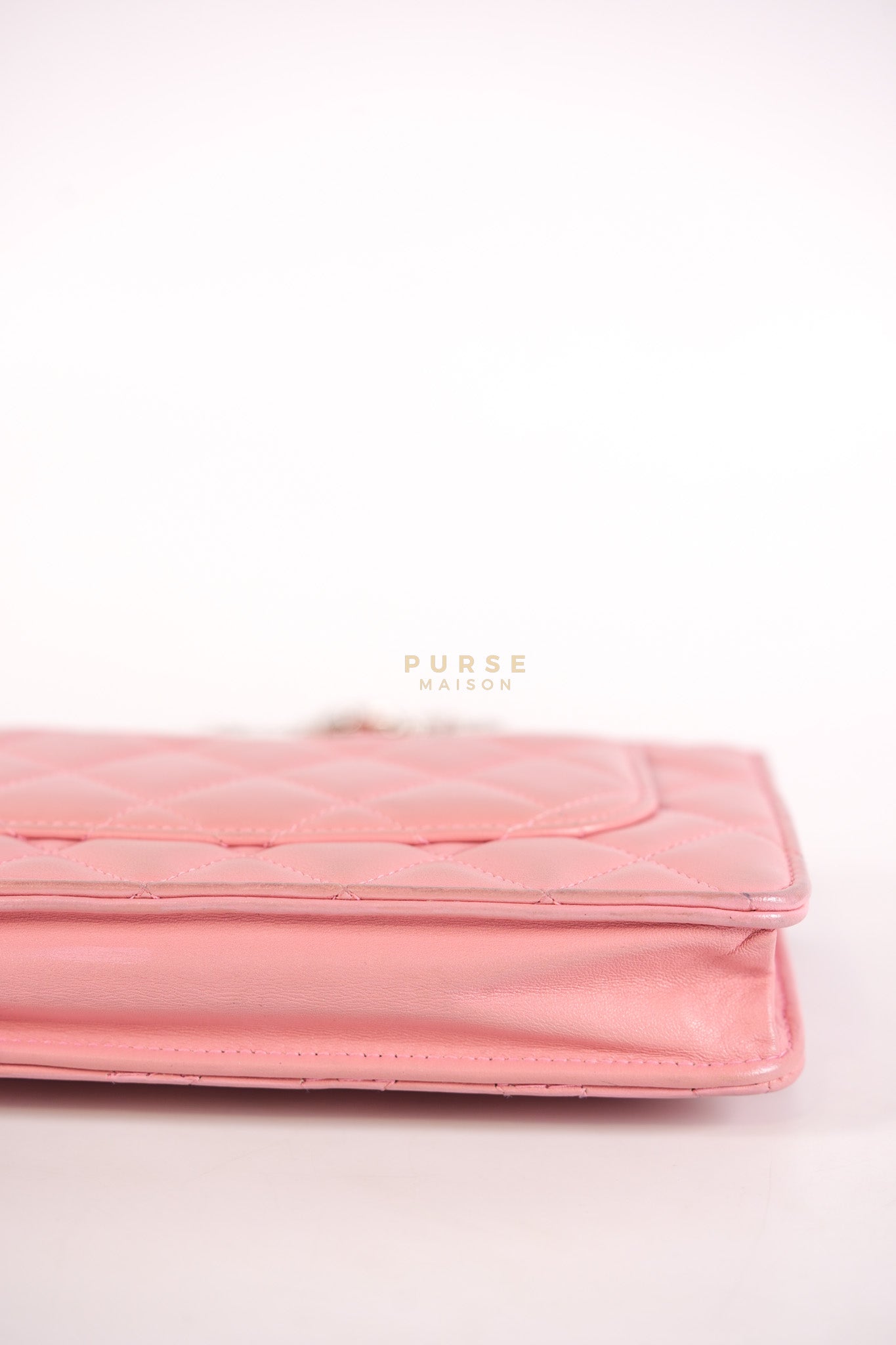 Wallet On Chain (WOC) in Pink Lambskin Leather and Silver Hardware Series 14 | Purse Maison Luxury Bags Shop
