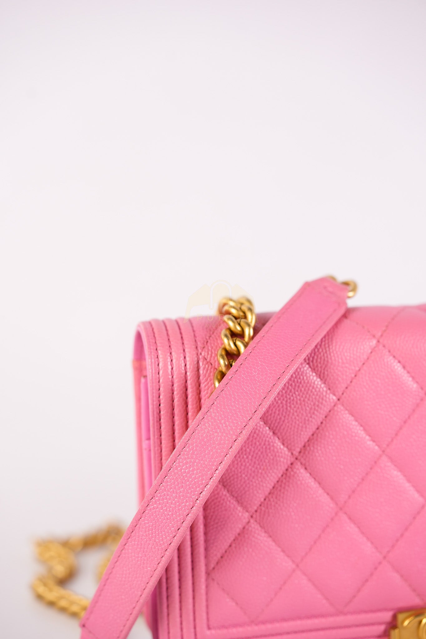 Wallet On Chain (WOC) in Pink Quilted Caviar Leather and Aged Gold Hardware Series 31 | Purse Maison Luxury Bags Shop